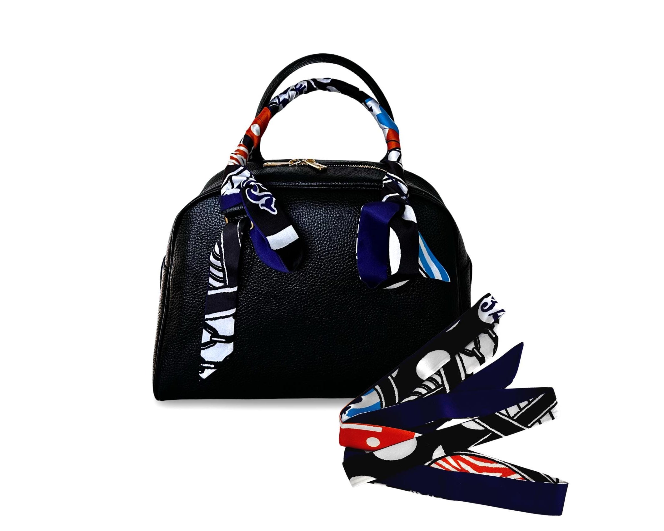 Schmaler seidiger Schal | Twilly | Handtasche Griff | Wrap | Tuch | Haarband | Armband | Taschenband lila blau violett orange