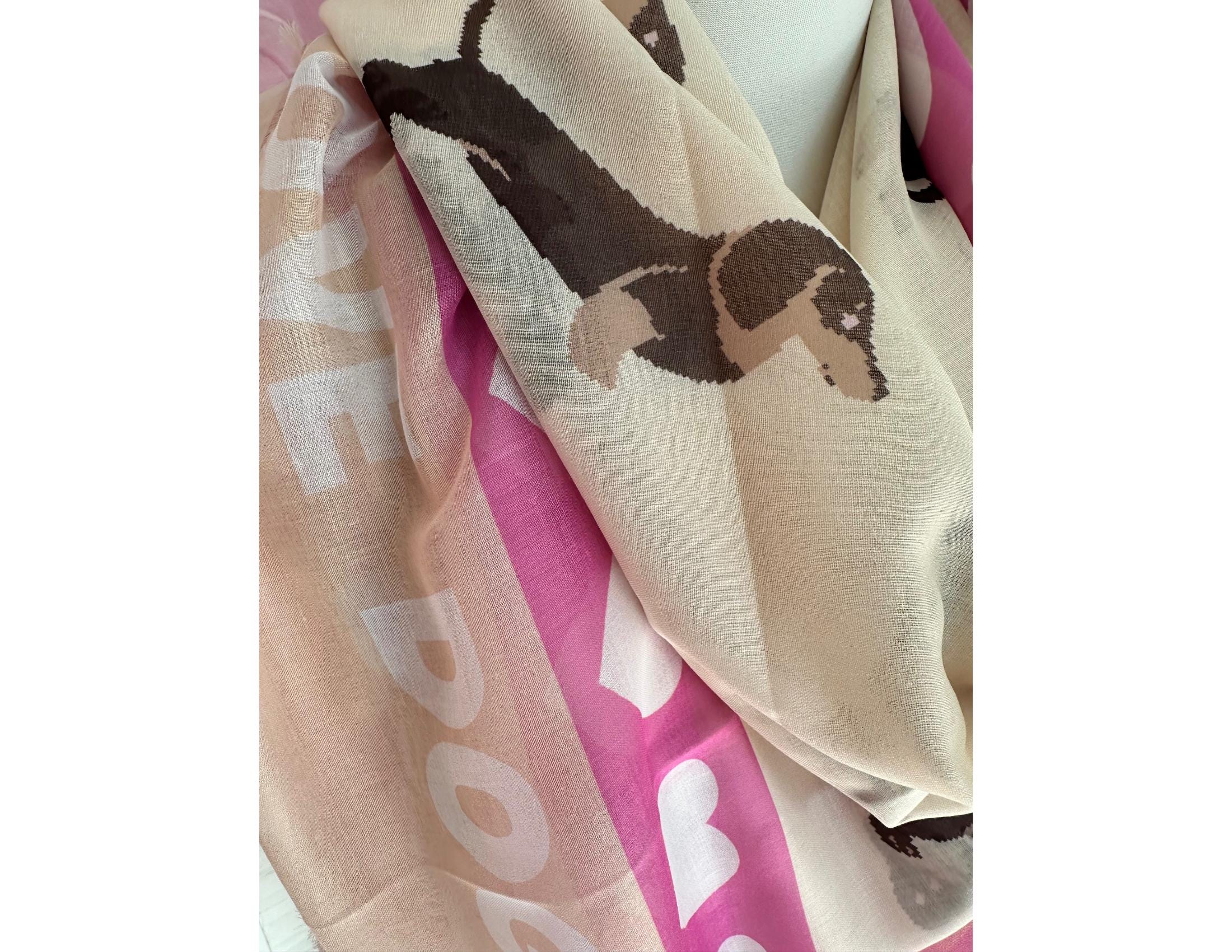 Tuch Dog Love mit Dackel | Viskosetuch | leichtes Sommertuch | rosa beige