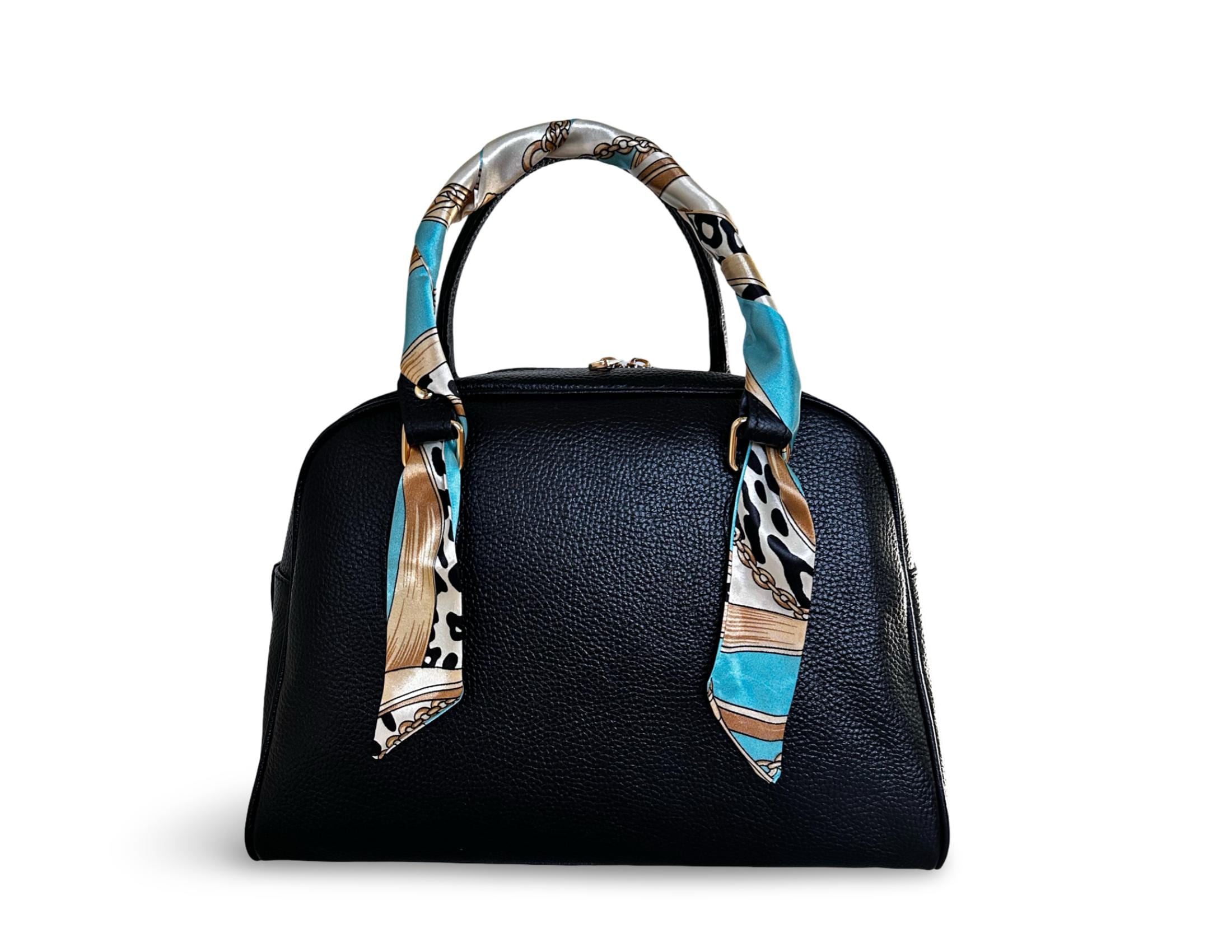 Twilly: seidiges Band | schmaler Schal in türkis beige gemustert für Handtasche, als Halstuch oder Armband