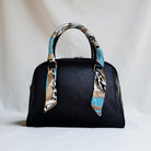 Twilly: seidiges Band | schmaler Schal in türkis beige gemustert für Handtasche, als Halstuch oder Armband