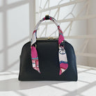 Twilly: seidiges Band | schmaler Schal in pink, weiß, türkis gemustert für Handtasche, als Halstuch oder Armband