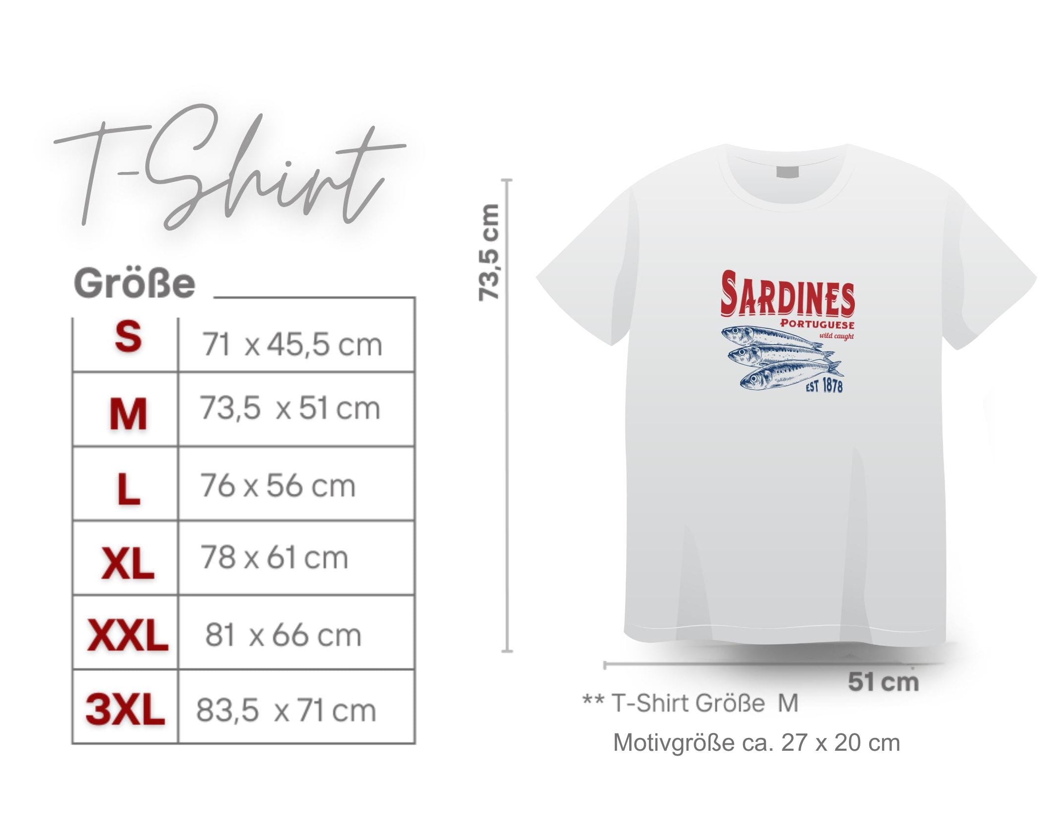 T-Shirt Sardines | weiß | Sardinen Motiv Fische Sommer | Reine Baumwolle