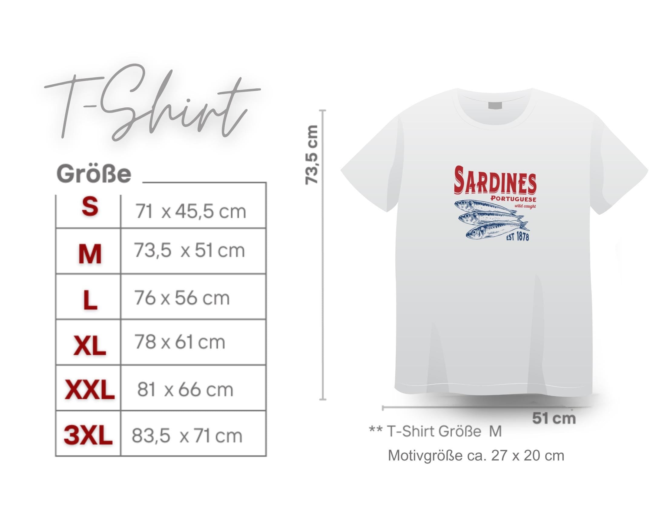 T-Shirt Sardines | weiß | Sardinen Motiv Fische Sommer | Reine Baumwolle