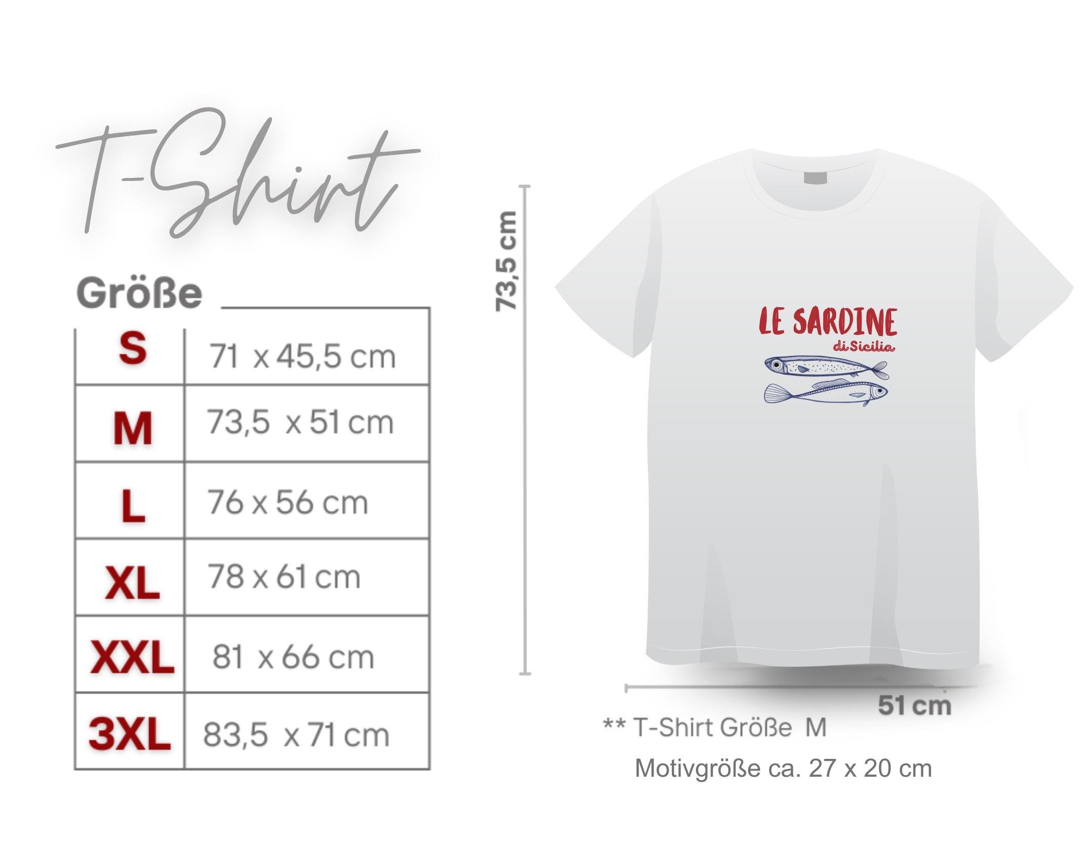 T-Shirt Le Sardine | weiß | Sardinen Motiv Fische Sommer | Reine Baumwolle