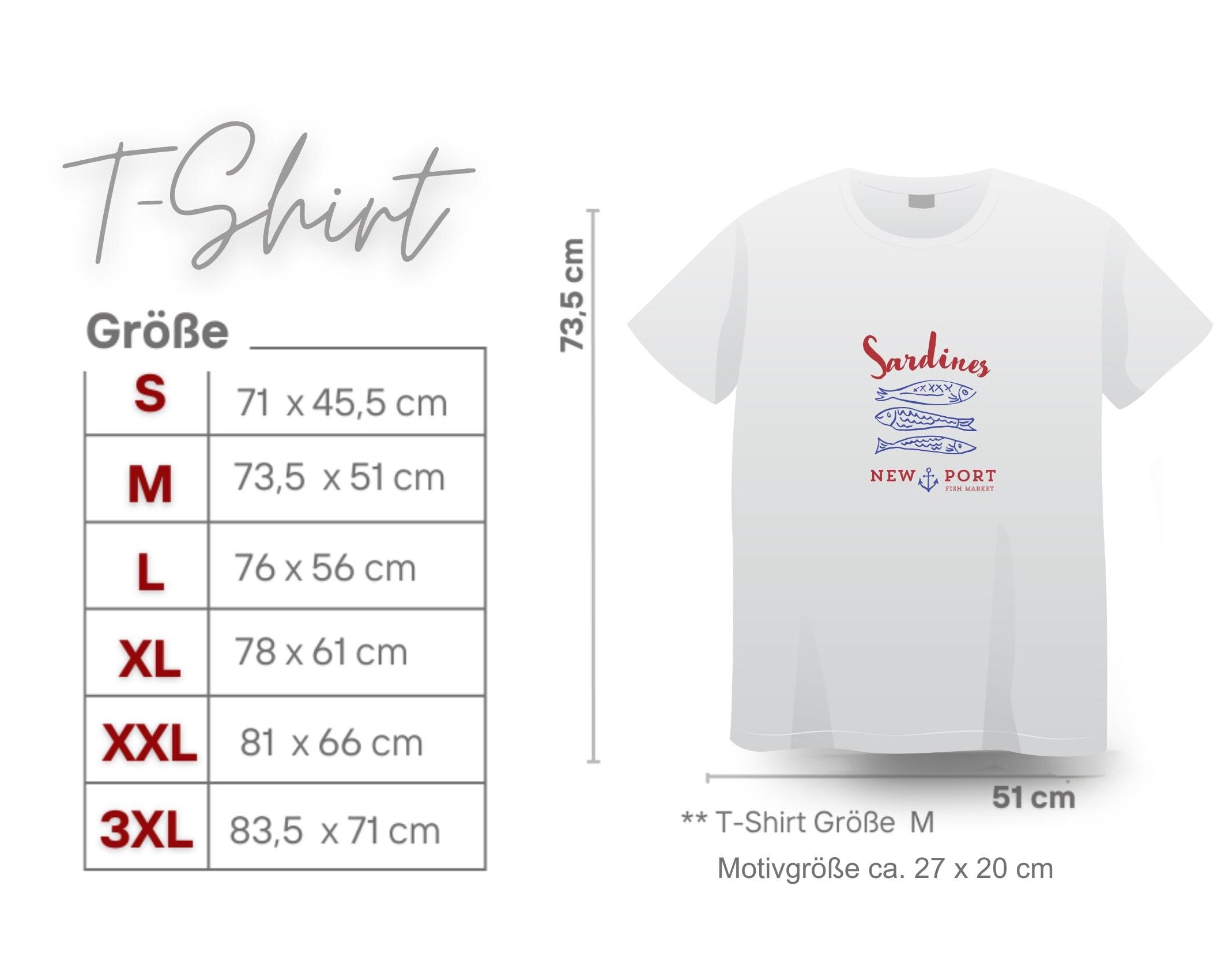 T-Shirt Sardines New Port | weiß | Sardinen Motiv Fische Sommer | Reine Baumwolle