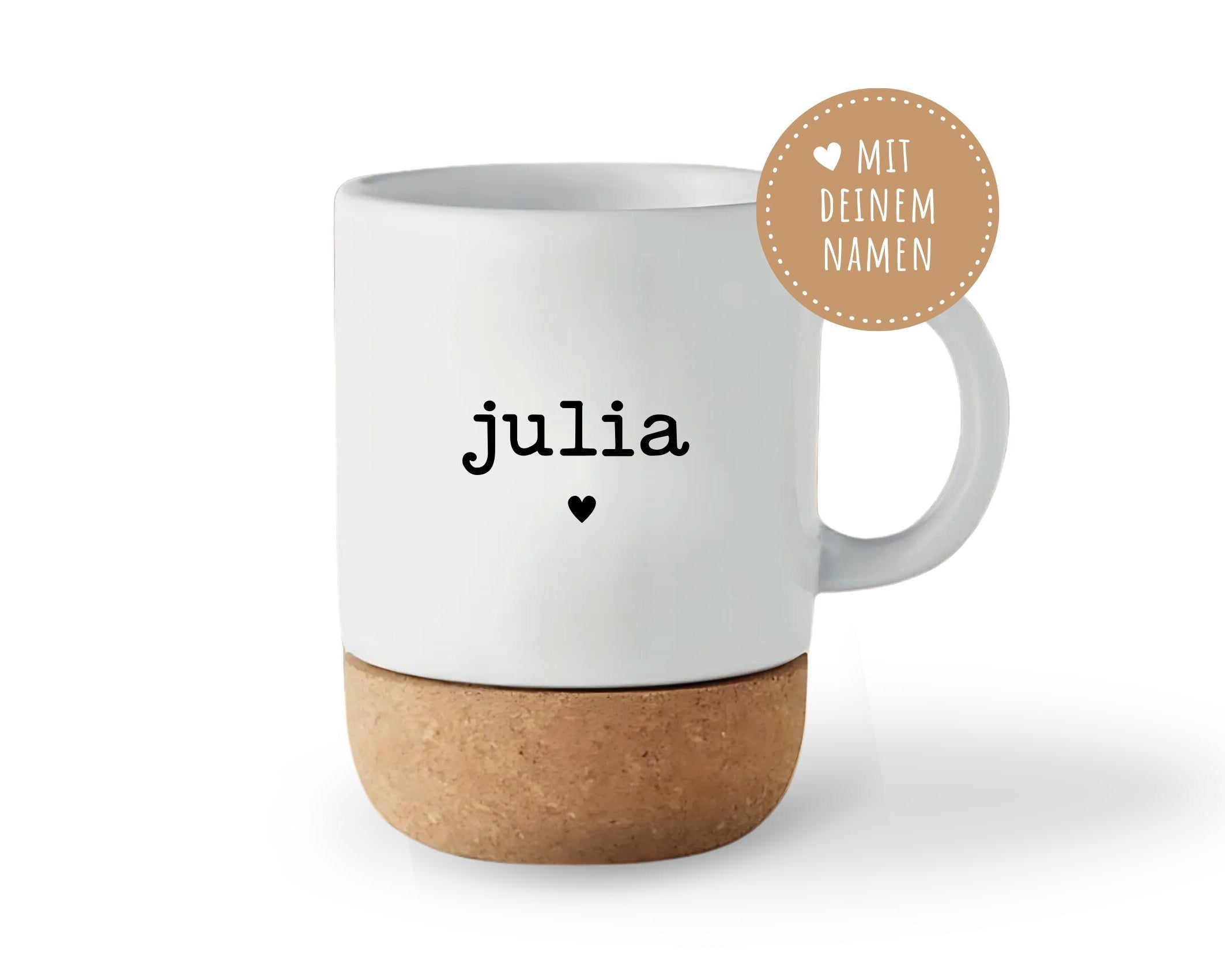 Tasse mit Kork | personalisiert | Geschenk Mutter Vater Oma Opa | Keramiktasse Name
