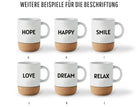 Tasse mit Kork | Mom, Dad, Oma, Opa | Keramiktasse Muttertag Vatertag | Smile, Happy, Hero, Love, Rock, Punk, Dream, Relax