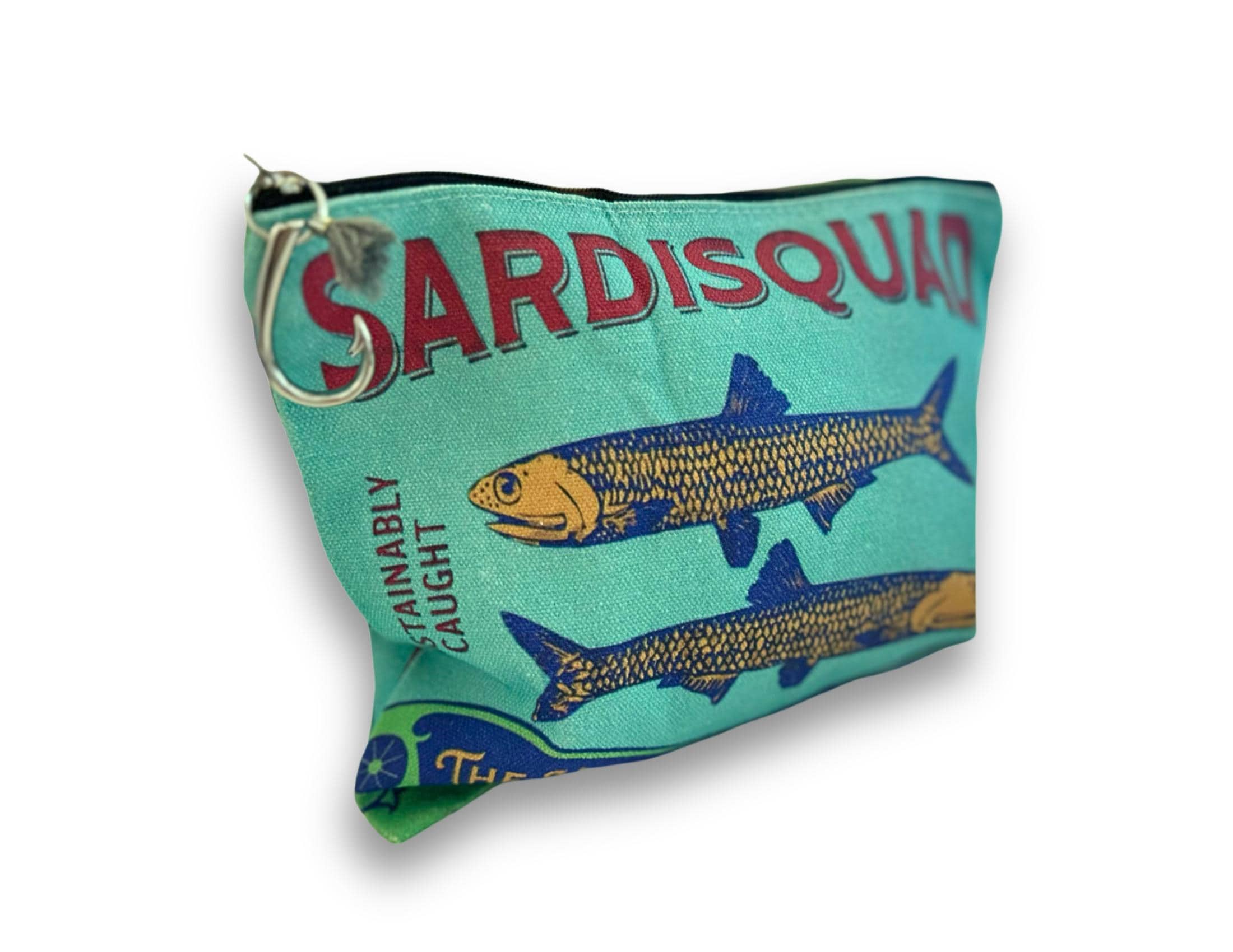 Bunte Sardines Kosmetiktasche | Schminktasche bedruckt | mit Anhänger