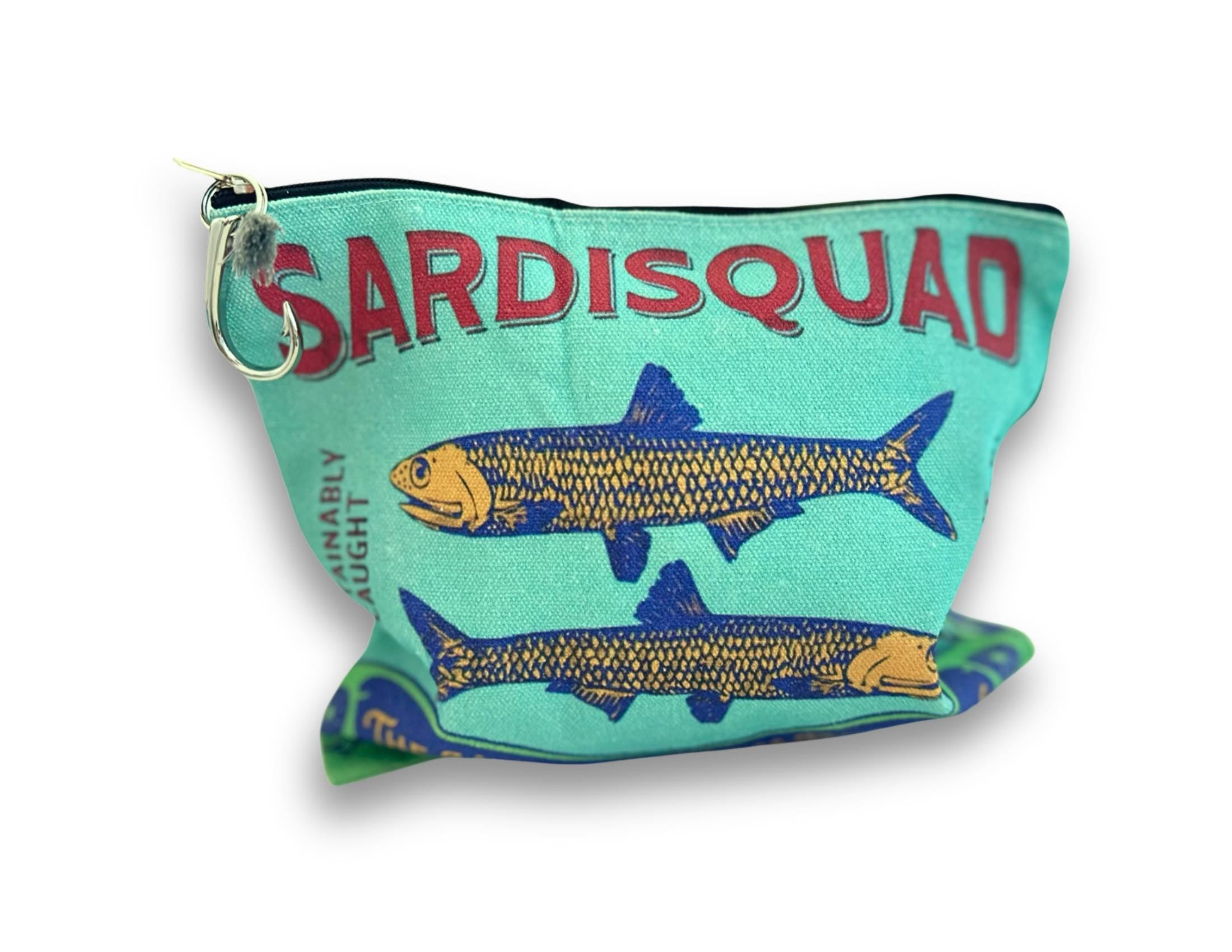 Bunte Sardines Kosmetiktasche | Schminktasche bedruckt | mit Anhänger