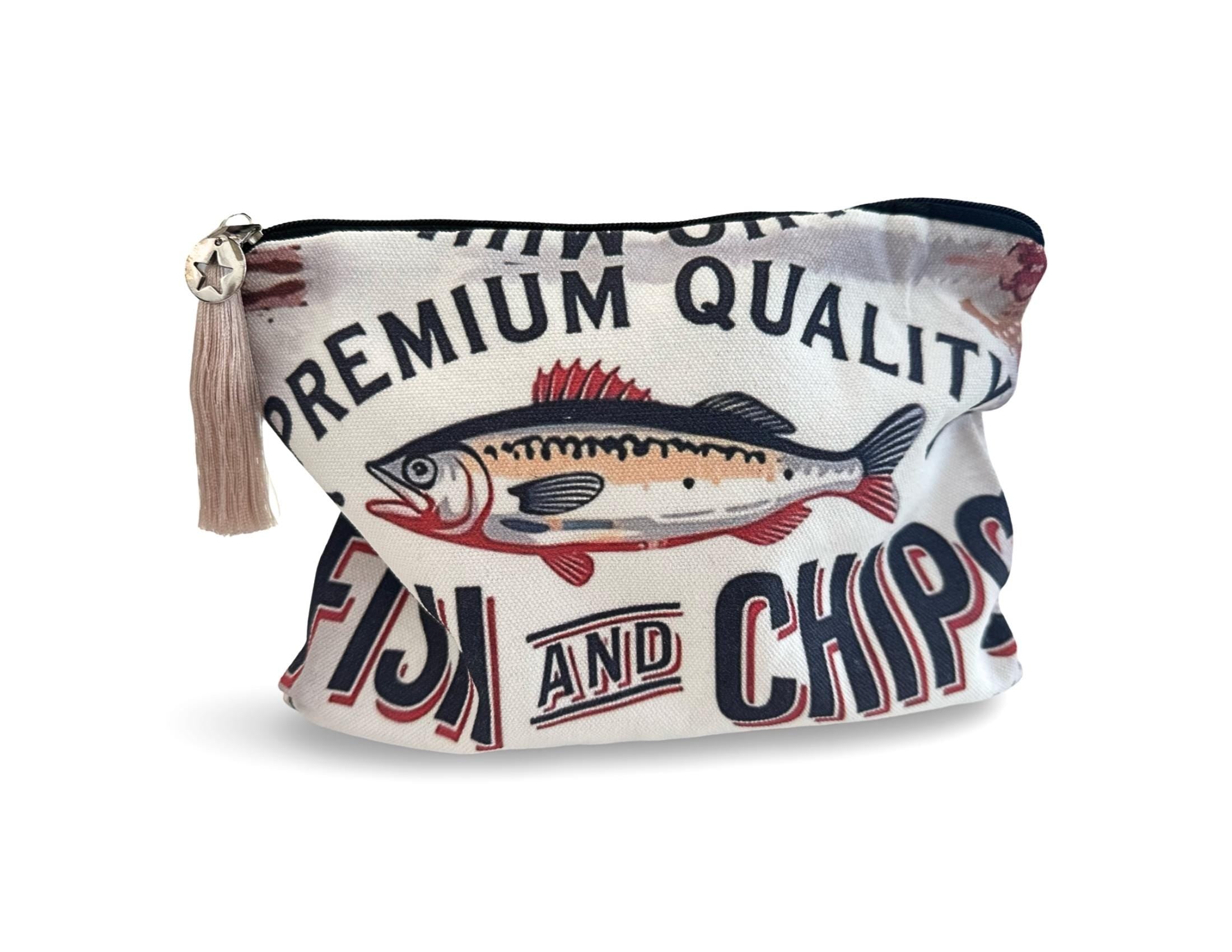 Bunte Sardines Kosmetiktasche | Schminktasche bedruckt | mit Anhänger