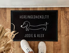 Fußmatte Hereingedackelt | Personalisierter Fußabtreter mit Namen und Dackelmotiv