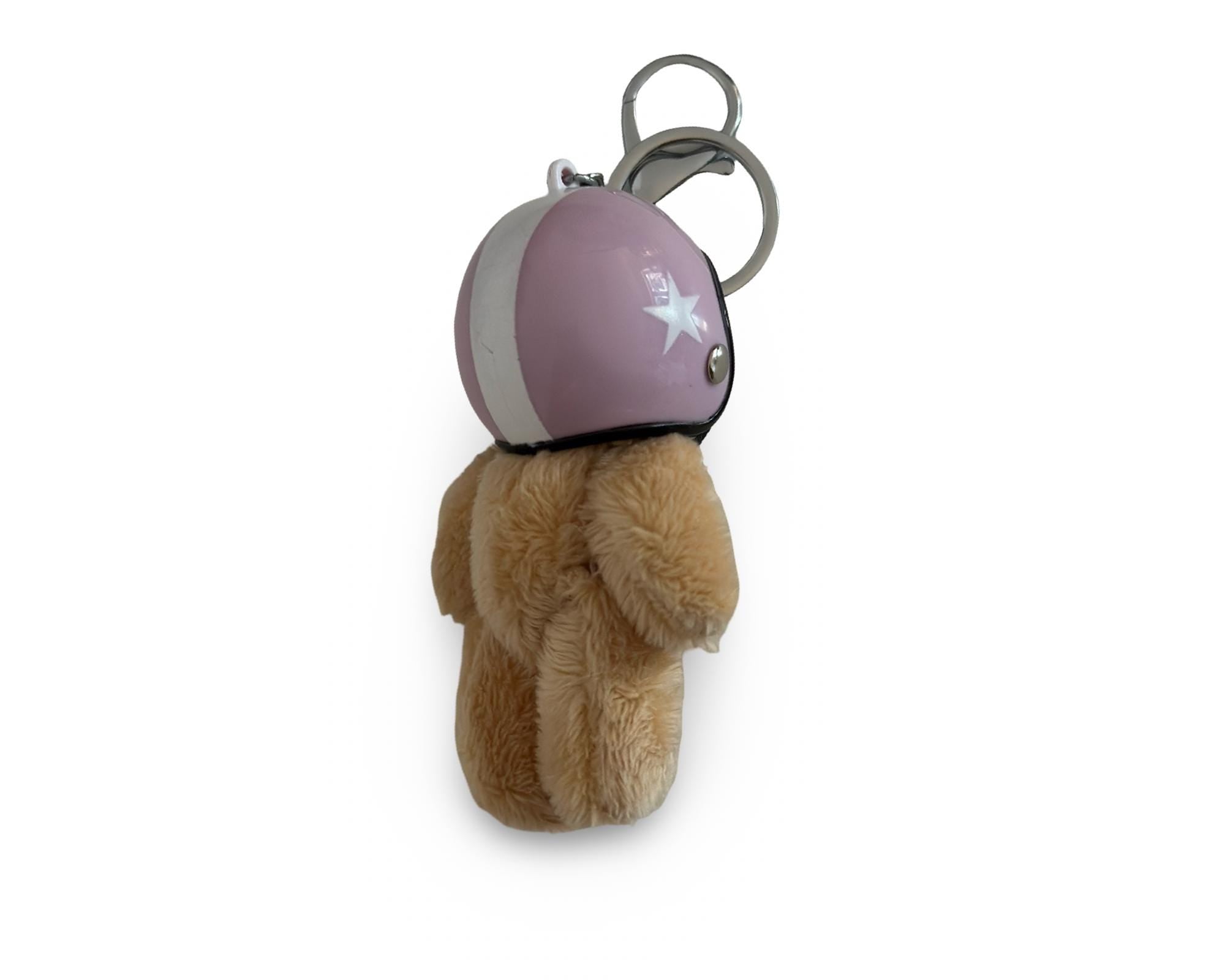 Bag Charm Teddy mit Helm | Anhänger für Tasche oder Schlüssel | Taschenschmuck Taschenanhänger | Bag Charm-Helm in weiß, rosa oder hellblau