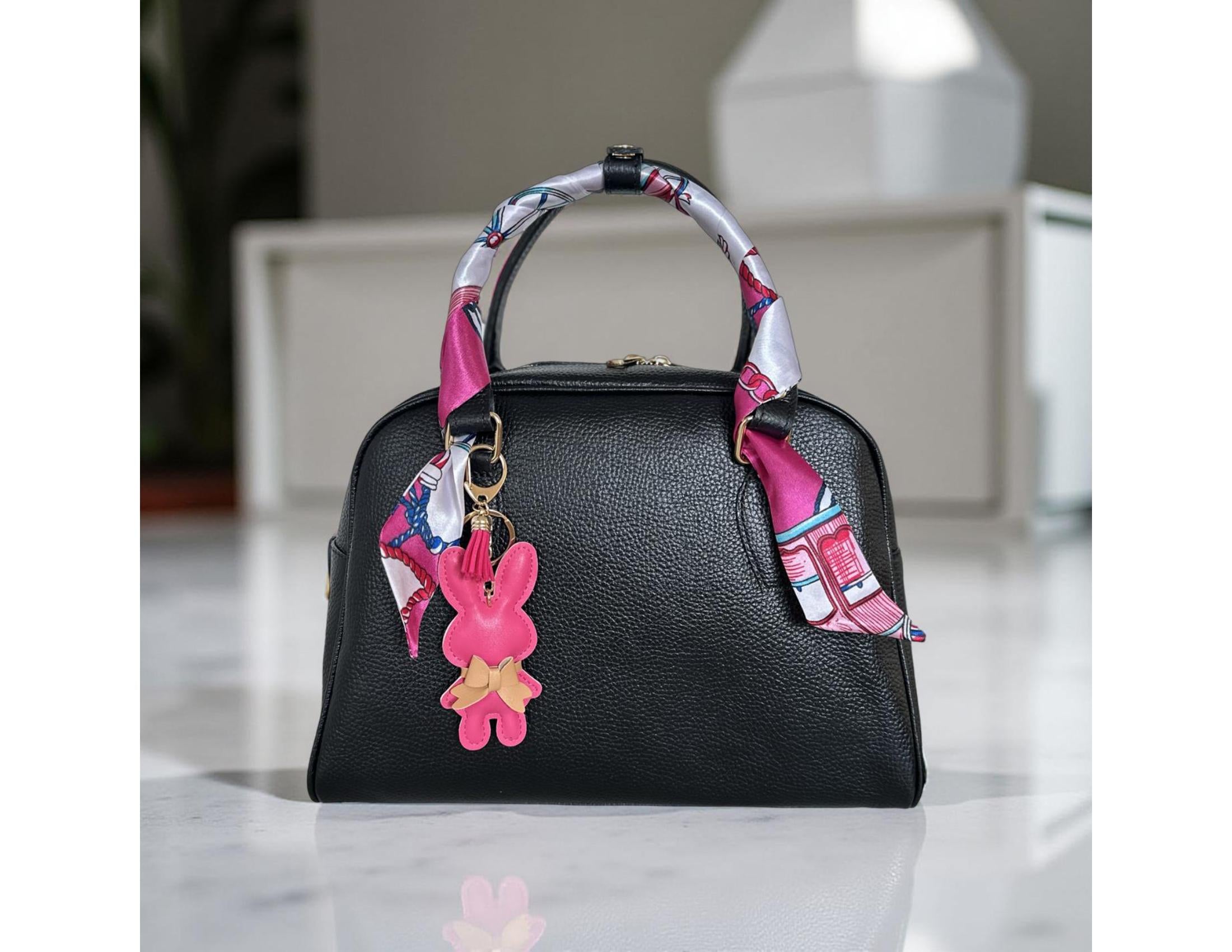 Anhänger Hase | Taschenschmuck Taschenanhänger | rosa pink Bag Charm | Twilly