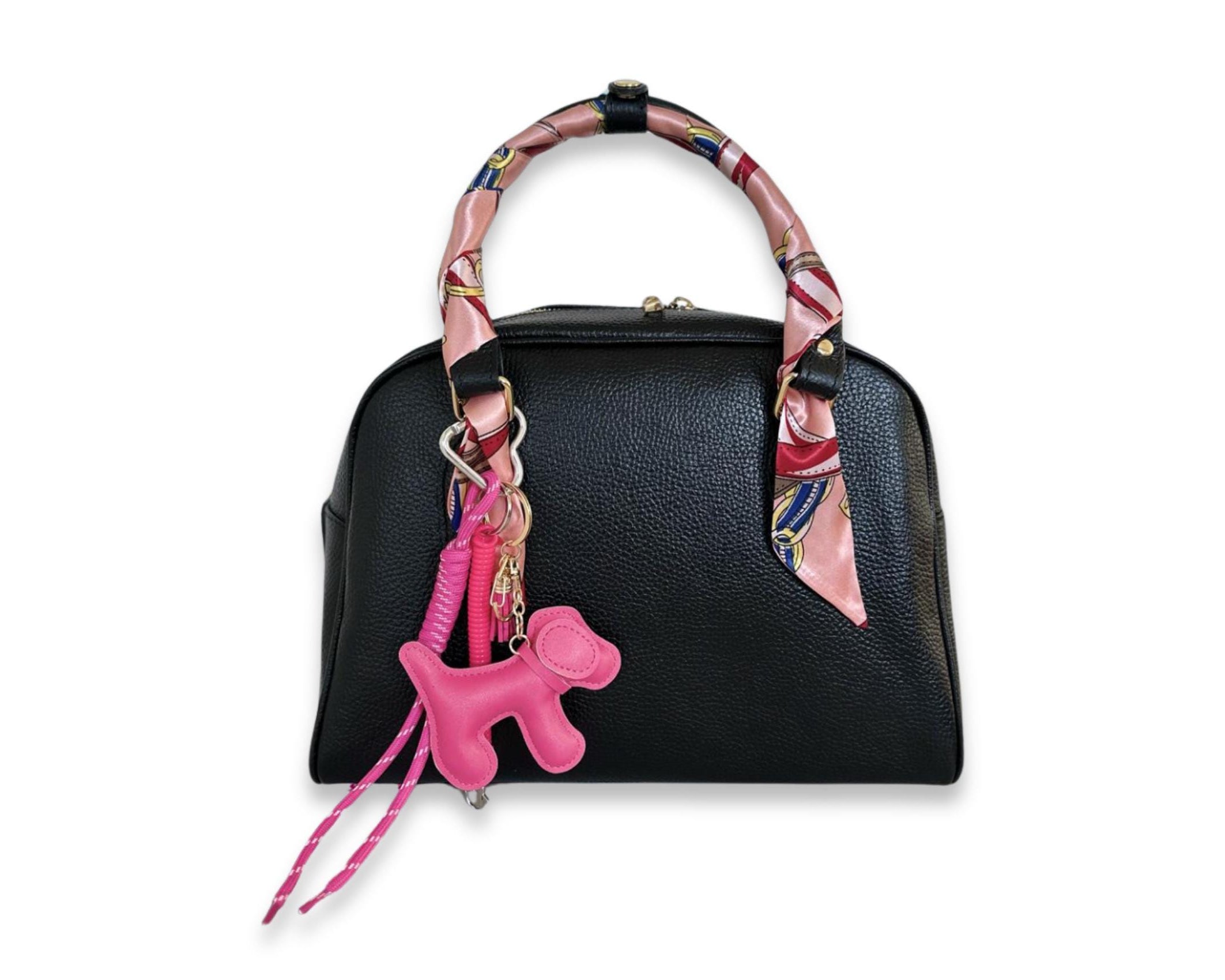 Anhänger Hund | Taschenschmuck Taschenanhänger | Bag Charm pink, schwarz, weiß, rosa, beige