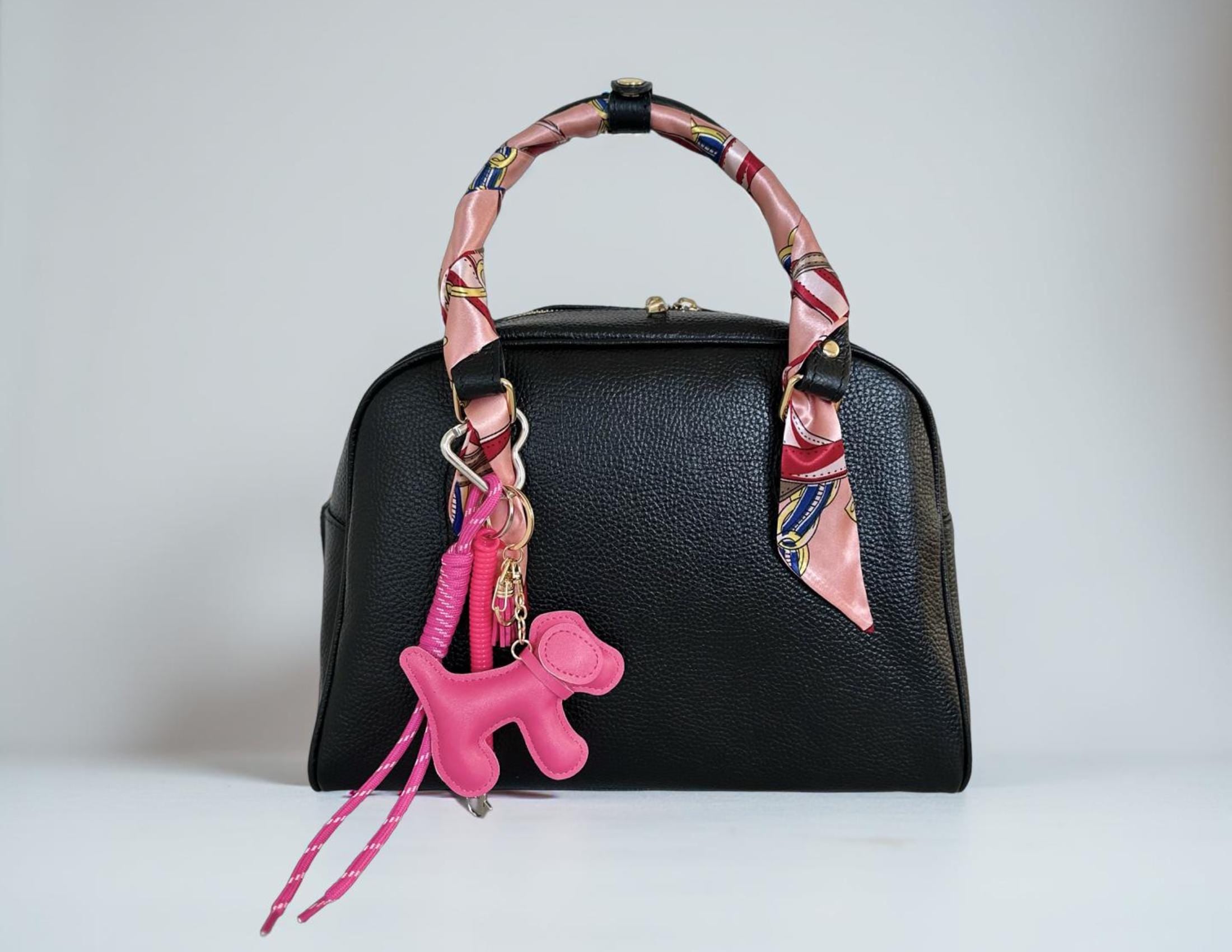 Anhänger Hund | Taschenschmuck Taschenanhänger | Bag Charm pink, schwarz, weiß, rosa, beige