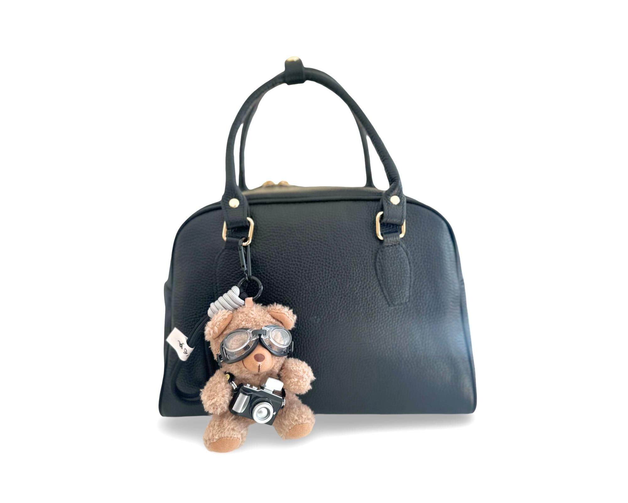 Bag Charm Teddy mit Kamera und Brille | Anhänger für Tasche oder Schlüssel | Taschenschmuck Taschenanhänger | Bag Charm