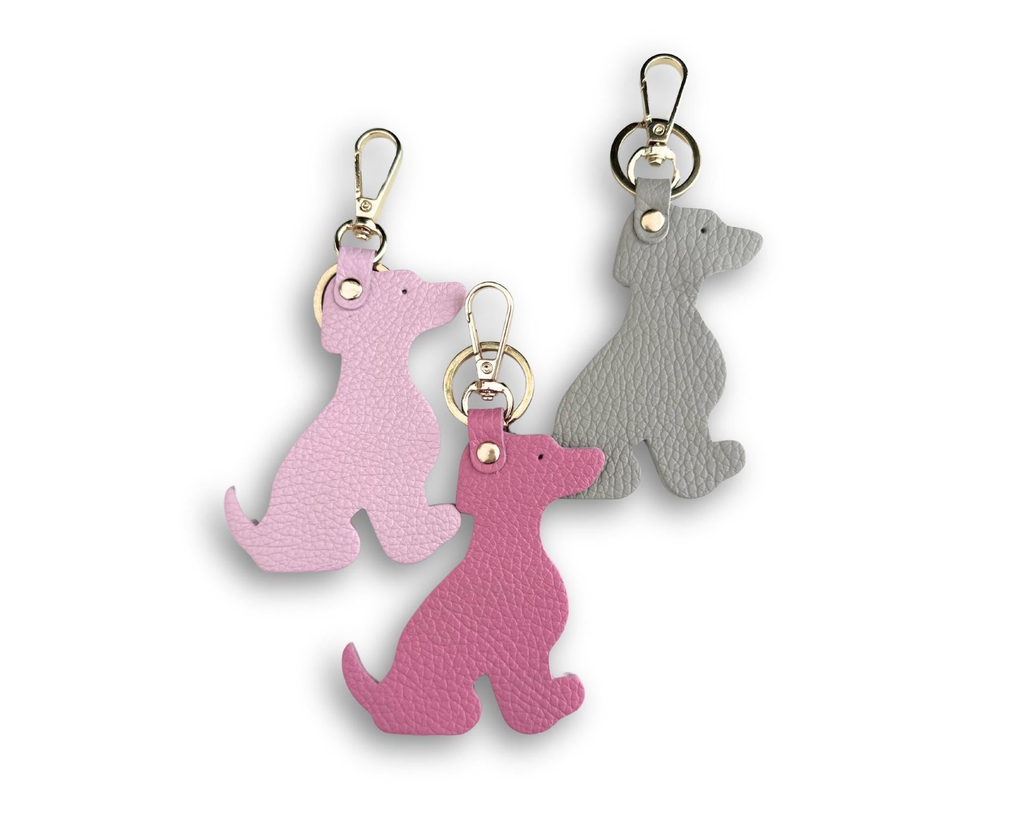 Anhänger Hund | Taschenschmuck Taschenanhänger | Bag Charm pink, rosa, grau