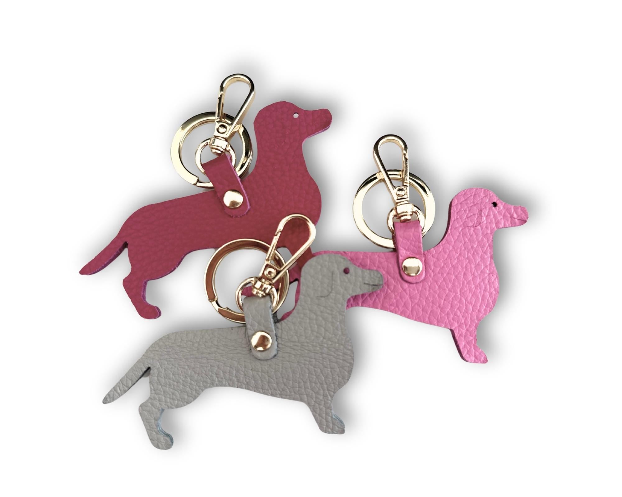Anhänger Hund | Taschenschmuck Taschenanhänger | Bag Charm pink, rosa, grau