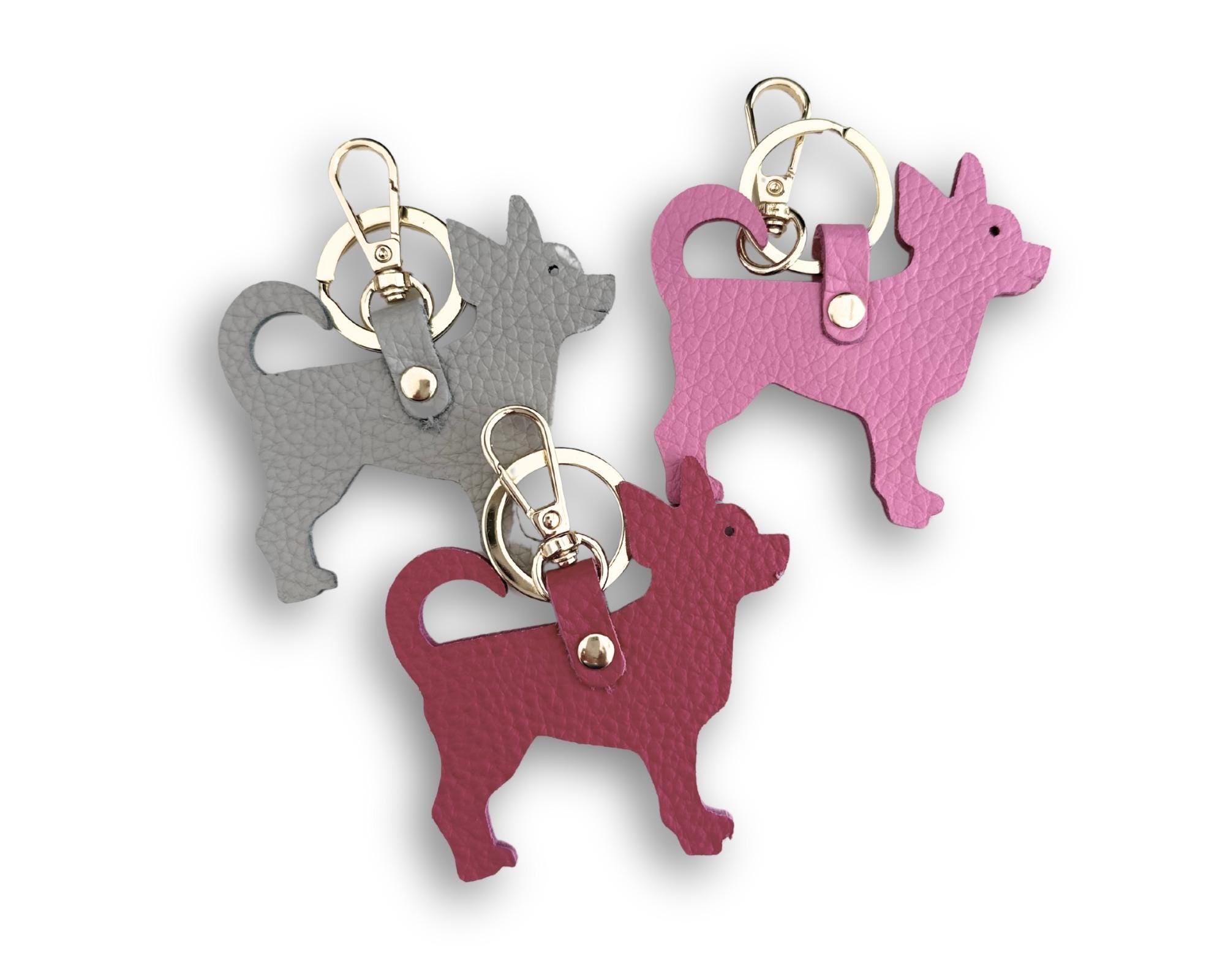 Anhänger Hund | Taschenschmuck Taschenanhänger | Bag Charm pink, rosa, grau