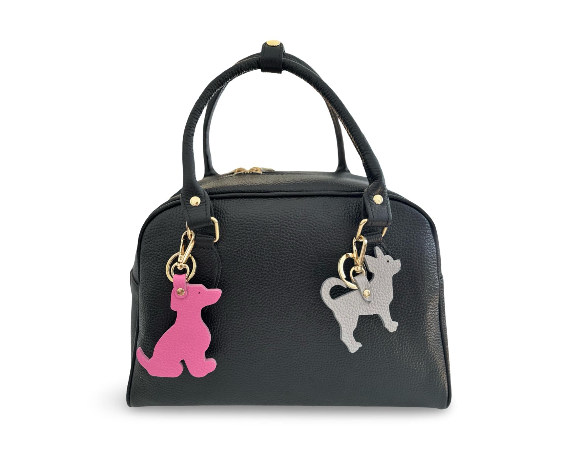 Anhänger Hund | Taschenschmuck Taschenanhänger | Bag Charm pink, rosa, grau