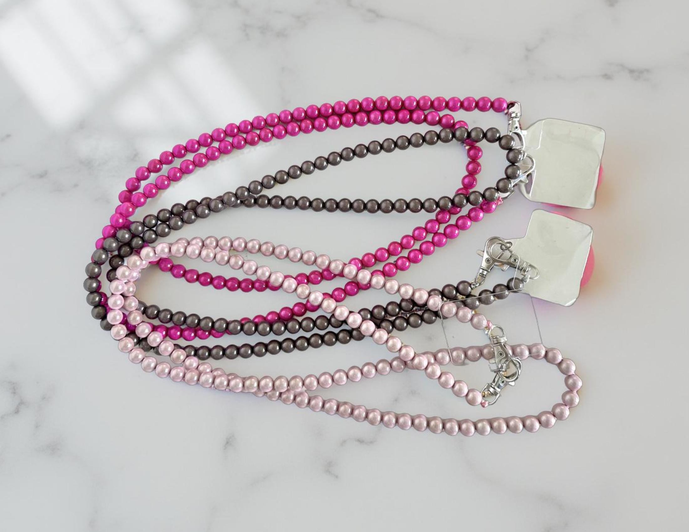 Perlen Handykette | Handygurt irisierende Perlen | Magic Pearls Handy Strap | Wechselgurt Taschengurt Handykette - viele Farben