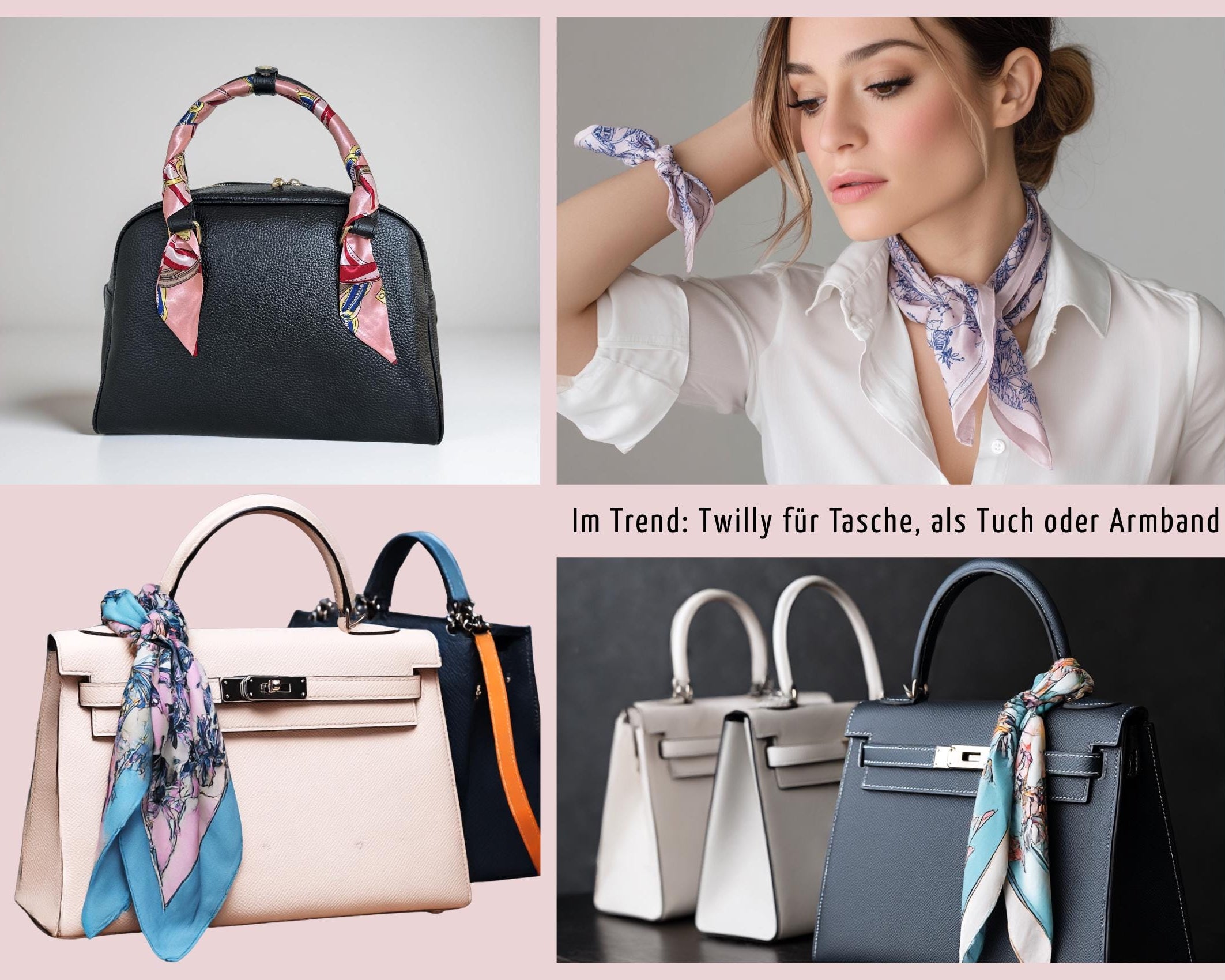 Schmaler seidiger Schal | Twilly | Handtasche Griff | Wrap | Tuch | Haarband | Armband | Taschenband lila blau violett orange