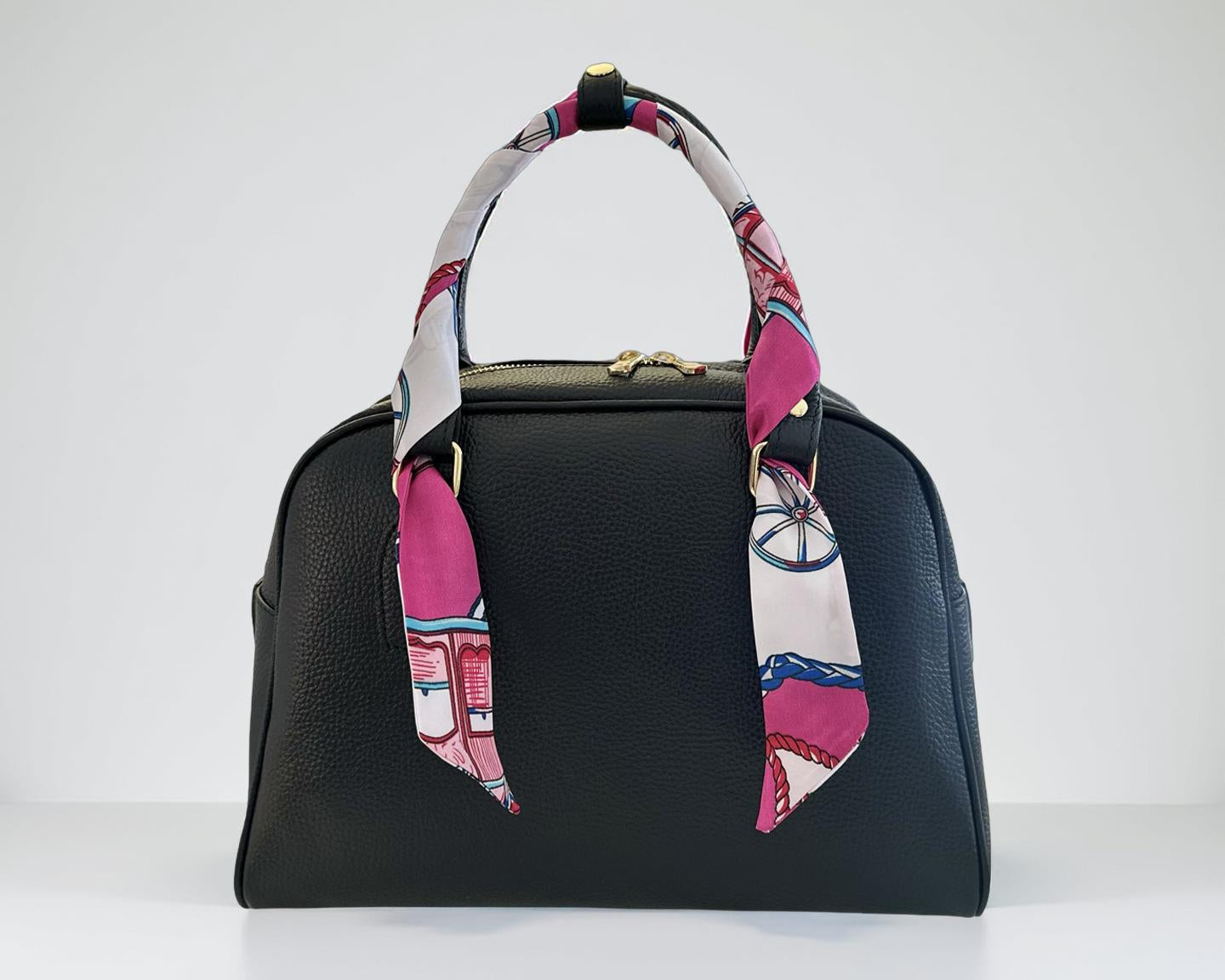 Twilly: seidiges Band | schmaler Schal in pink, weiß, türkis gemustert für Handtasche, als Halstuch oder Armband