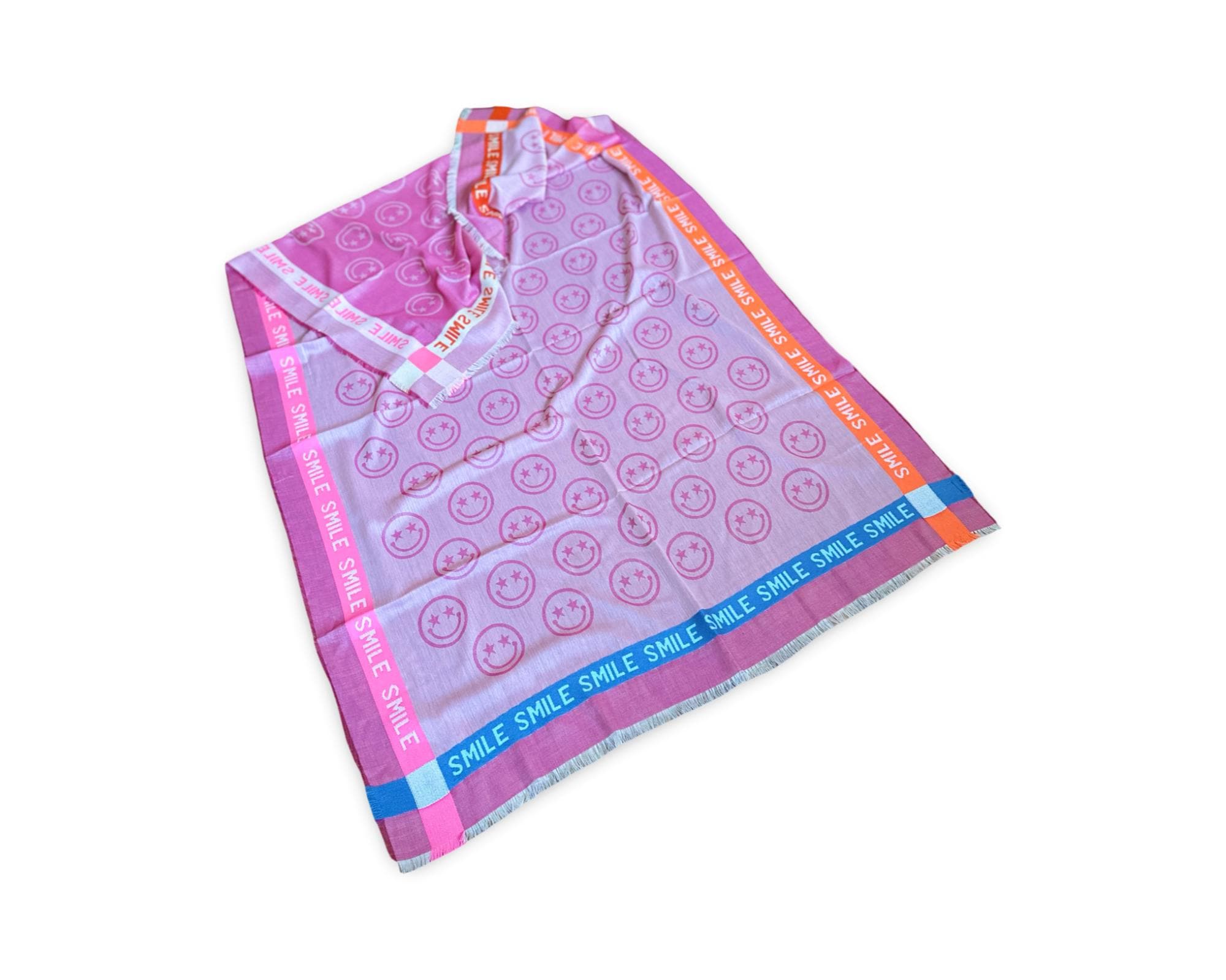Tuch SMILE | Viskosetuch | SMILEY | leichtes längliches Sommertuch in pink orange