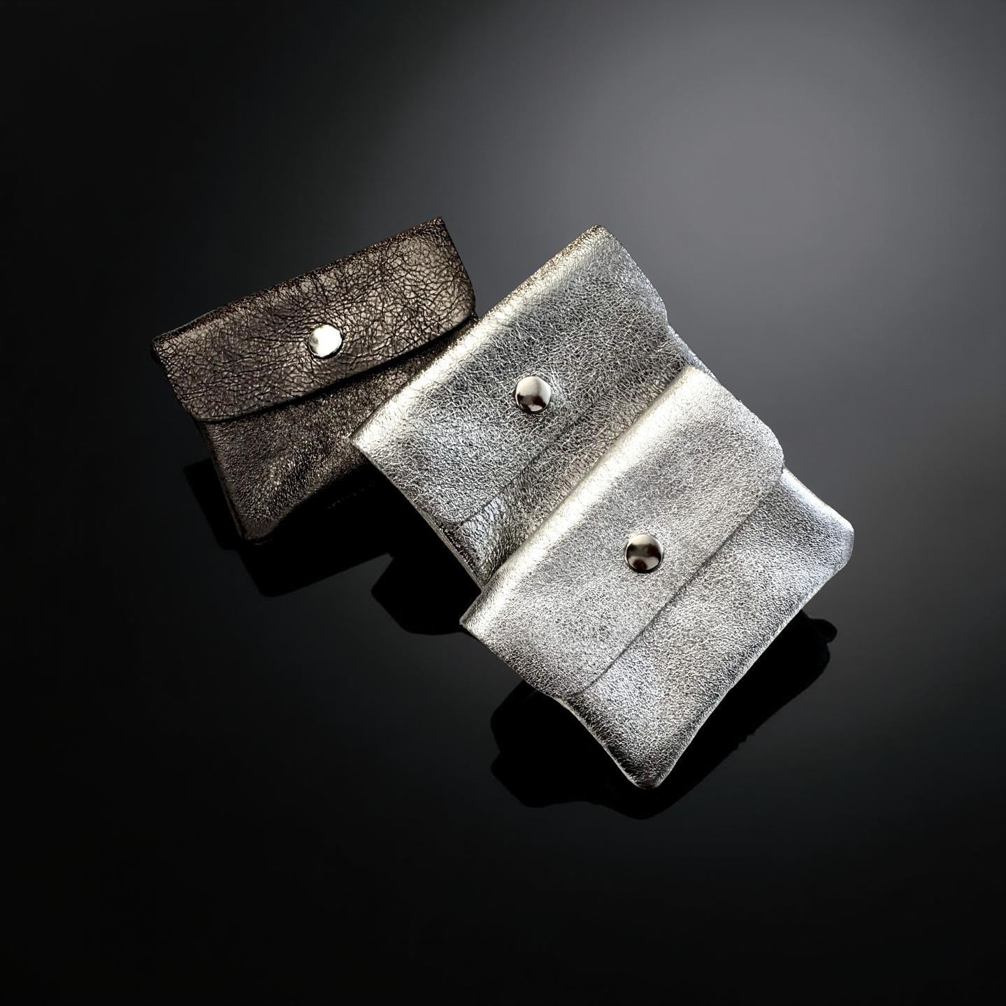 Mini Geldbörse | Echt Leder | silberne Lederbörse | kleines Portemonnaie | Geldtasche