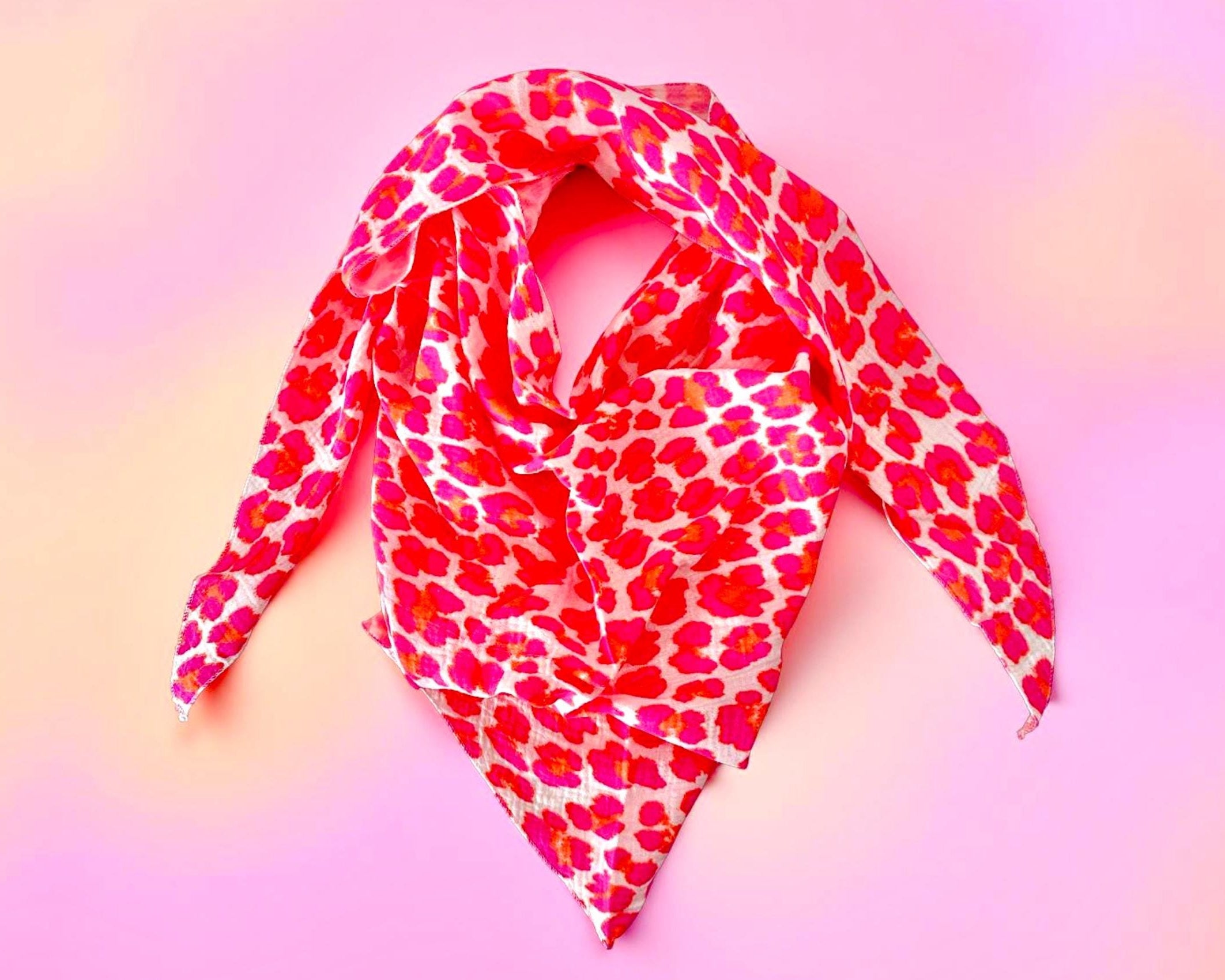 Tuch | Neon Leotuch | Leo | Musselin Dreieckstuch | Sommertuch | Pink orange | dreieckiges Tuch Baumwolle