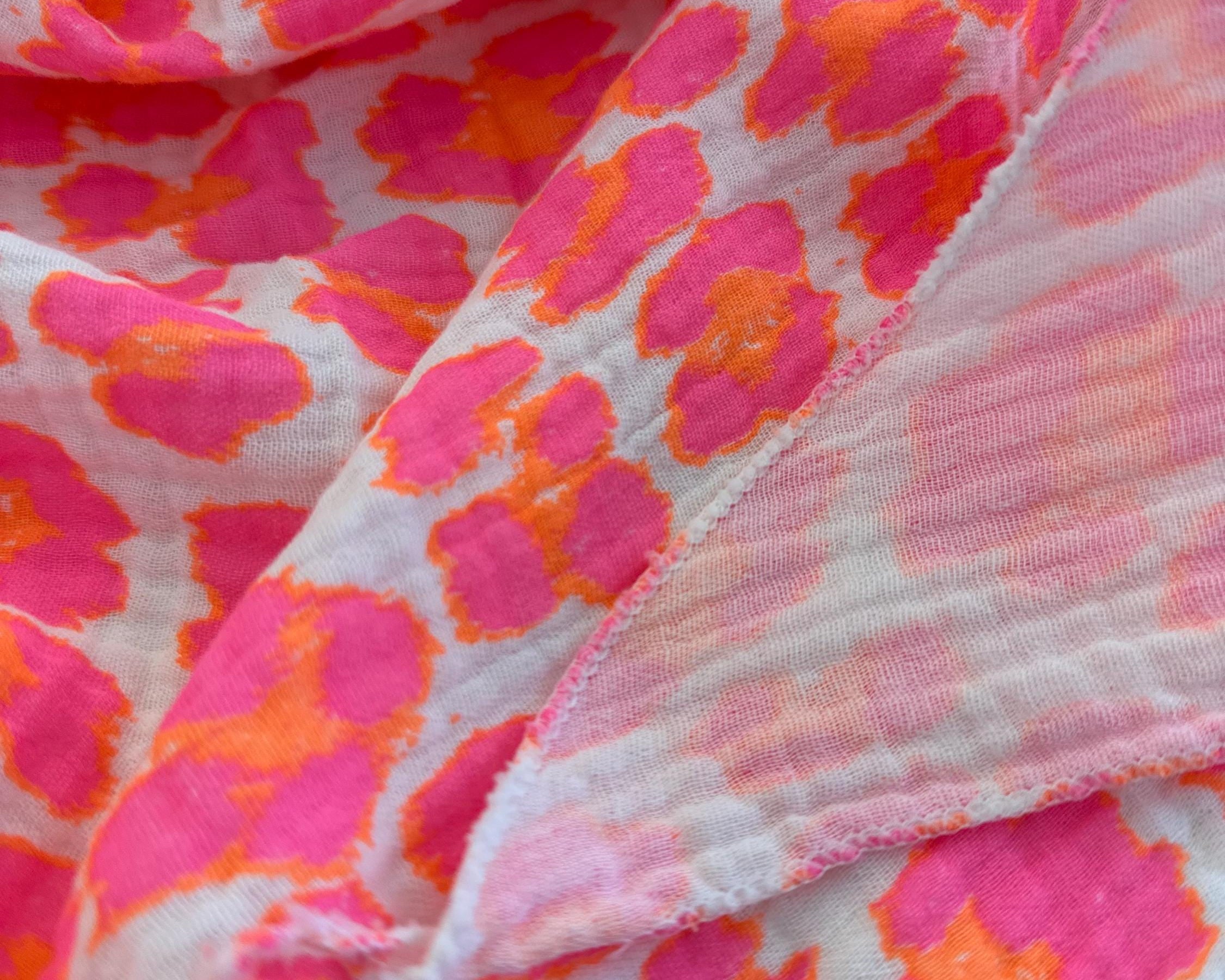 Tuch | Neon Leotuch | Leo | Musselin Dreieckstuch | Sommertuch | Pink orange | dreieckiges Tuch Baumwolle