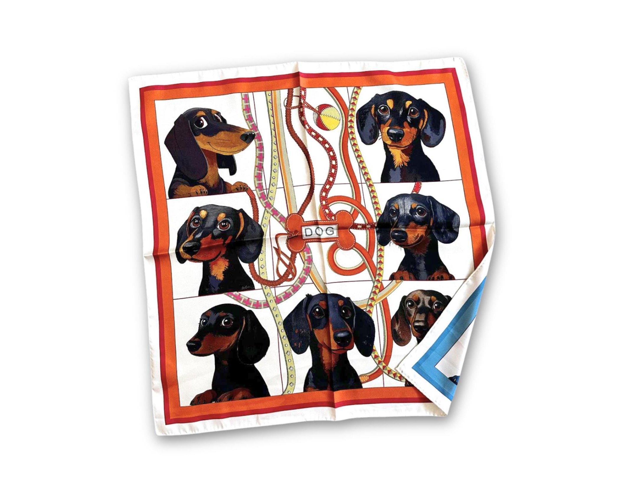 Tuch mit Dackel | Viskosetuch | kleines quadratisches Nickytuch zum Wenden | 55 x 55 cm