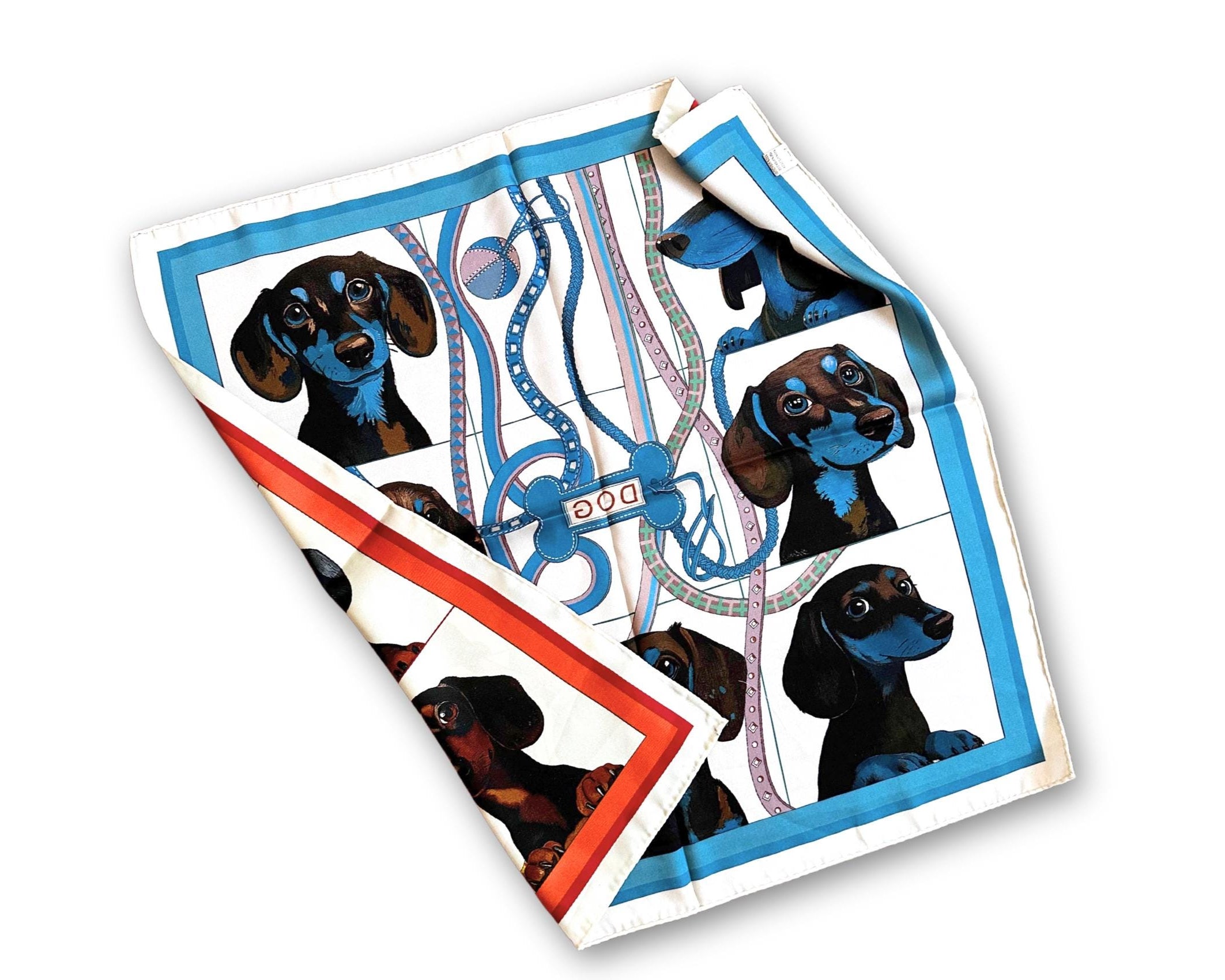 Tuch mit Dackel | Viskosetuch | kleines quadratisches Nickytuch zum Wenden | 55 x 55 cm