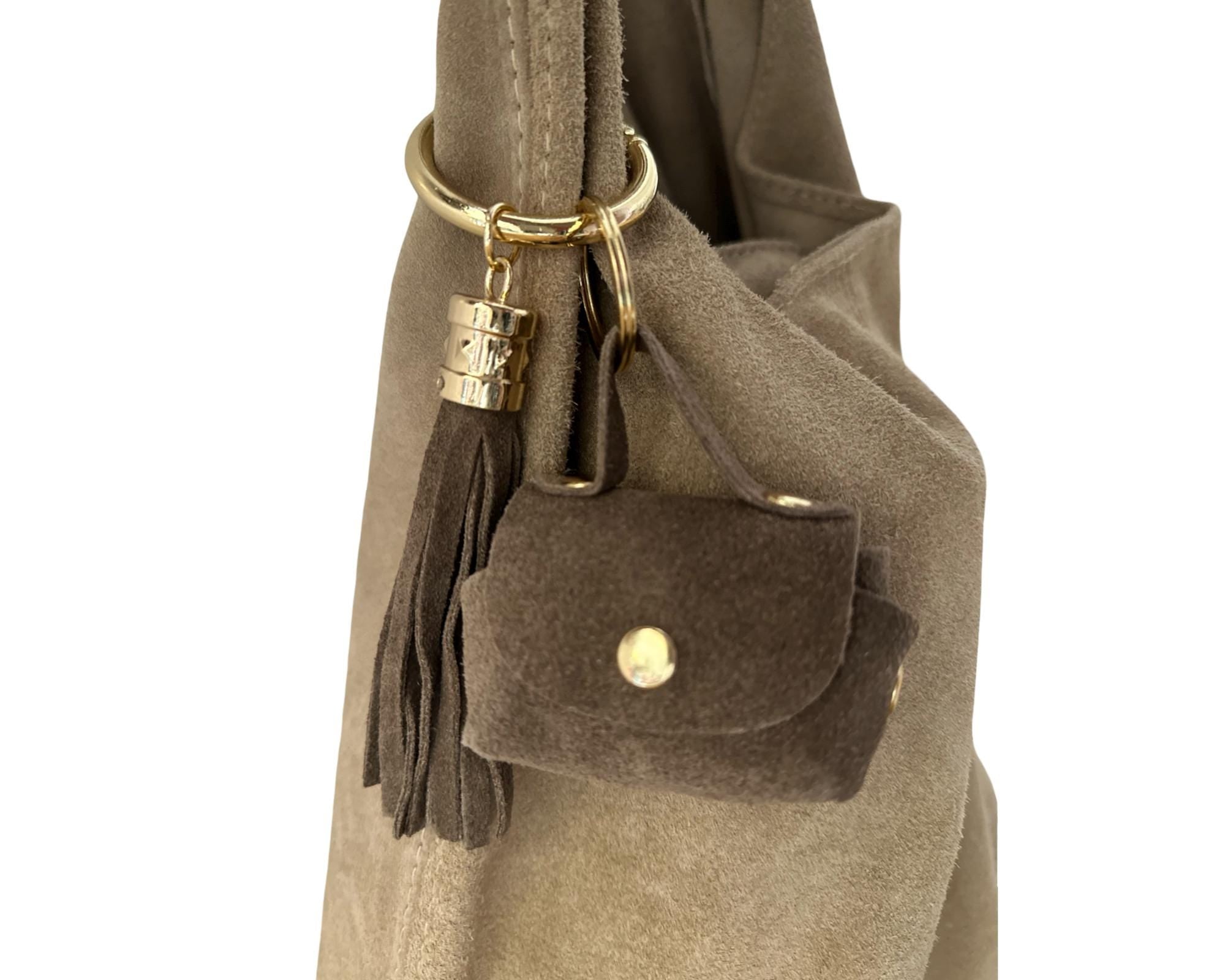 Hobo Tasche aus Veloursleder – taupe sand beige | Lässig, stylisch & praktisch
