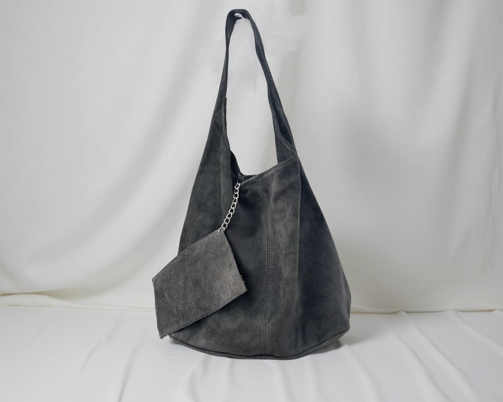 Hobo Tasche aus Veloursleder – Pink, Hellgrau oder Grau | Lässig, stylisch & praktisch