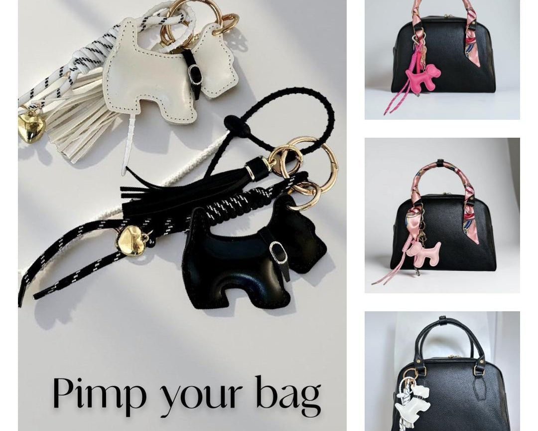 Anhänger Hund | Taschenschmuck Taschenanhänger | Bag Charm schwarz oder weiß Westie