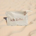 Kosmetiktasche | ich liebs. | kleine gestreifte Schminktasche | Schriftfarbe roségold | Geschenk Freundin