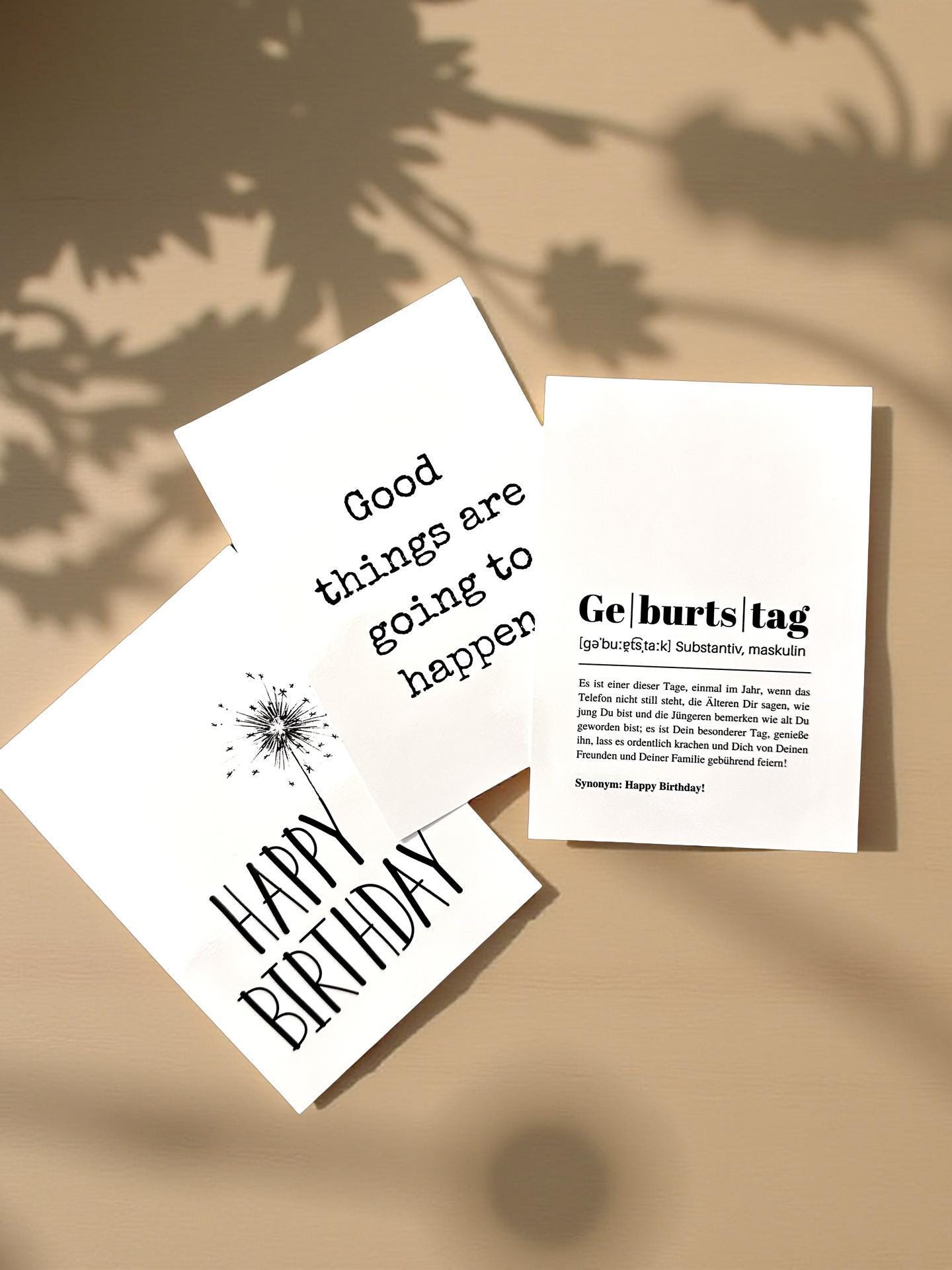 Geburtstagskarten Set | Happy Birthday Geburtstag als Definition - Karten Set 3 Stück