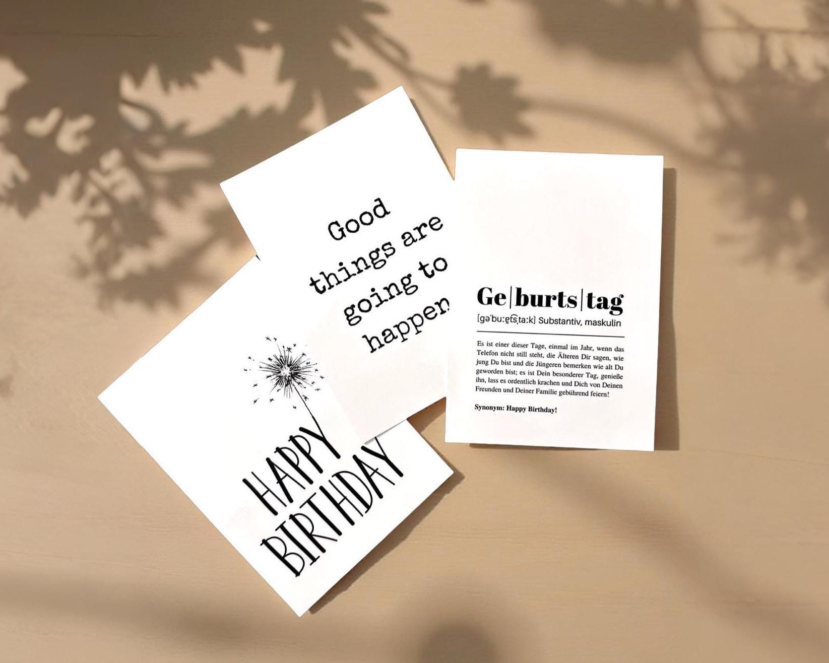 Geburtstagskarten Set | Happy Birthday Geburtstag als Definition - Karten Set 3 Stück