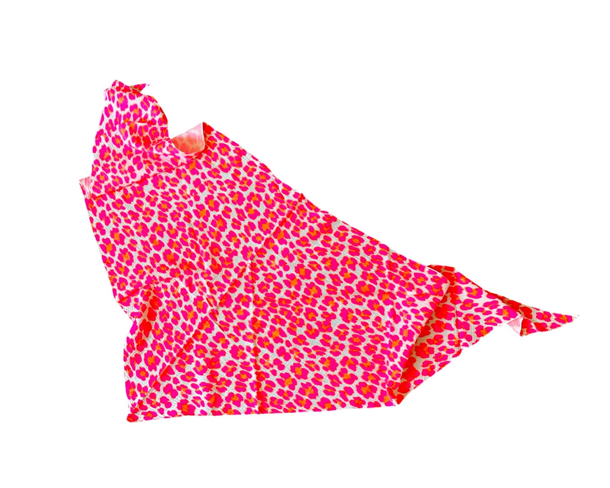 Tuch | Neon Leotuch | Leo | Musselin Dreieckstuch | Sommertuch | Pink orange | dreieckiges Tuch Baumwolle