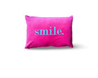 Kissen | smile. | pinkes Samtkissen Querformat | Baumwolle Kissenbezug | 40 x 58 cm | Samt pink blau