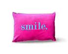 Kissen | smile. | pinkes Samtkissen Querformat | Baumwolle Kissenbezug | 40 x 58 cm | Samt pink blau