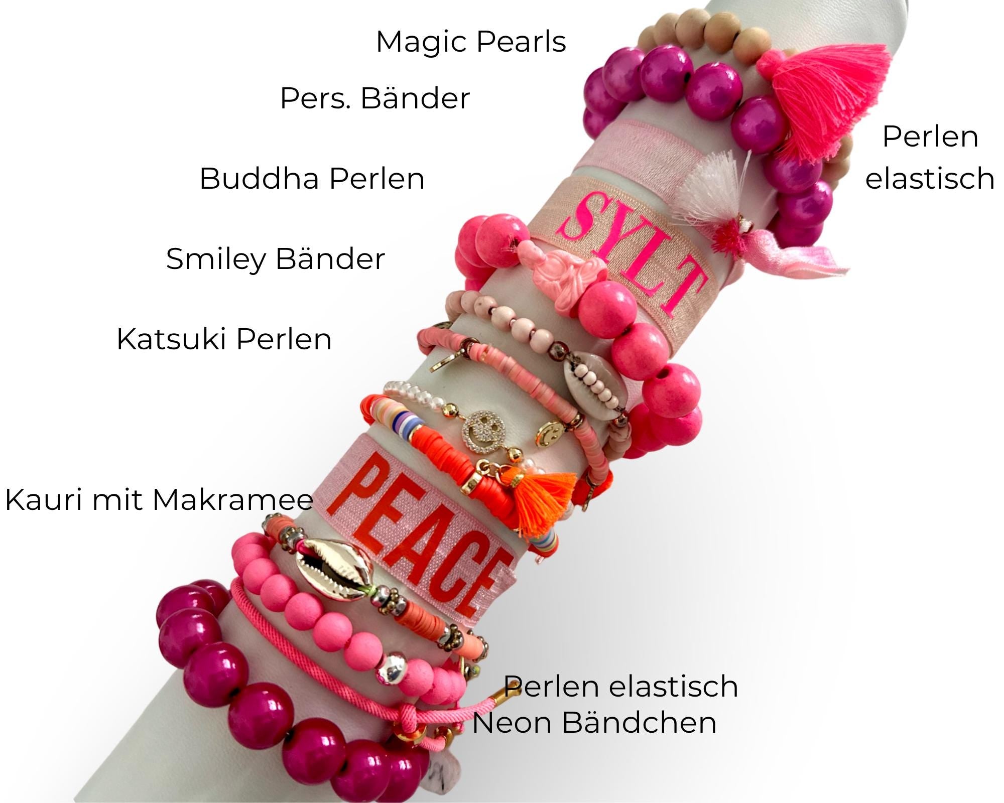 Bunte Sommer Armbänder | Sommer Schmuck Ibiza | Neonfarben Quasten Smileys | personalisierbar