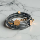 Edles Wickel Armband aus Leder | Anhänger roségold | in beige, grau oder schwarz