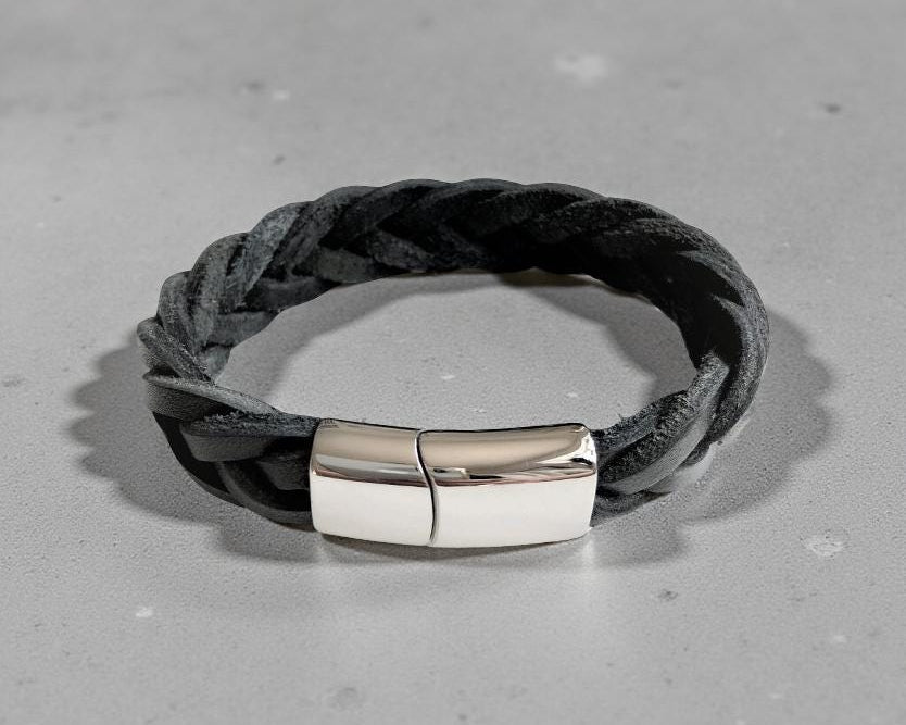 Armband | geflochtenes Lederarmband | schwarz
