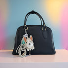 Hunde Anhänger | mit kleinen Ketten, Glöckchen und Schnüren | Taschenschmuck Taschenanhänger | Bag Charm mit Hund