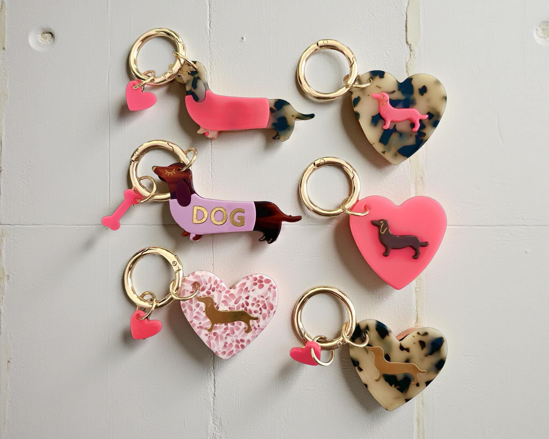 Dackel Anhänger am großen goldenen Karabiner | Charm für Taschen | Schlüsselanhänger | Taschenschmuck Taschenanhänger | Bag Charm