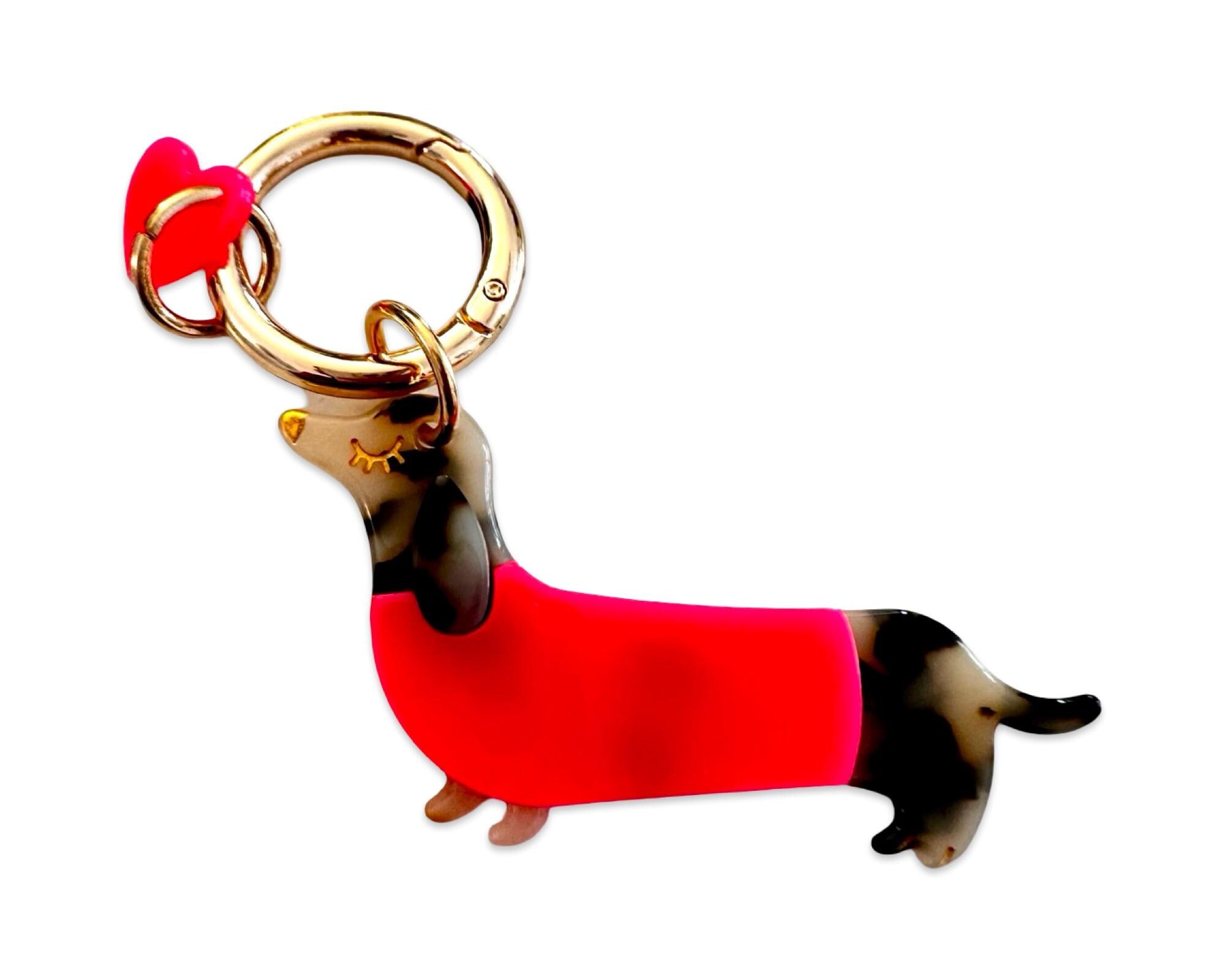 Dackel Anhänger am großen goldenen Karabiner | Charm für Taschen | Schlüsselanhänger | Taschenschmuck Taschenanhänger | Bag Charm