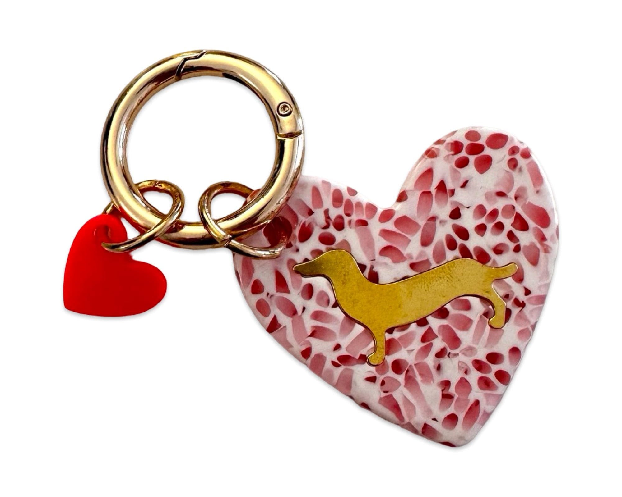 Dackel Anhänger am großen goldenen Karabiner | Charm für Taschen | Schlüsselanhänger | Taschenschmuck Taschenanhänger | Bag Charm