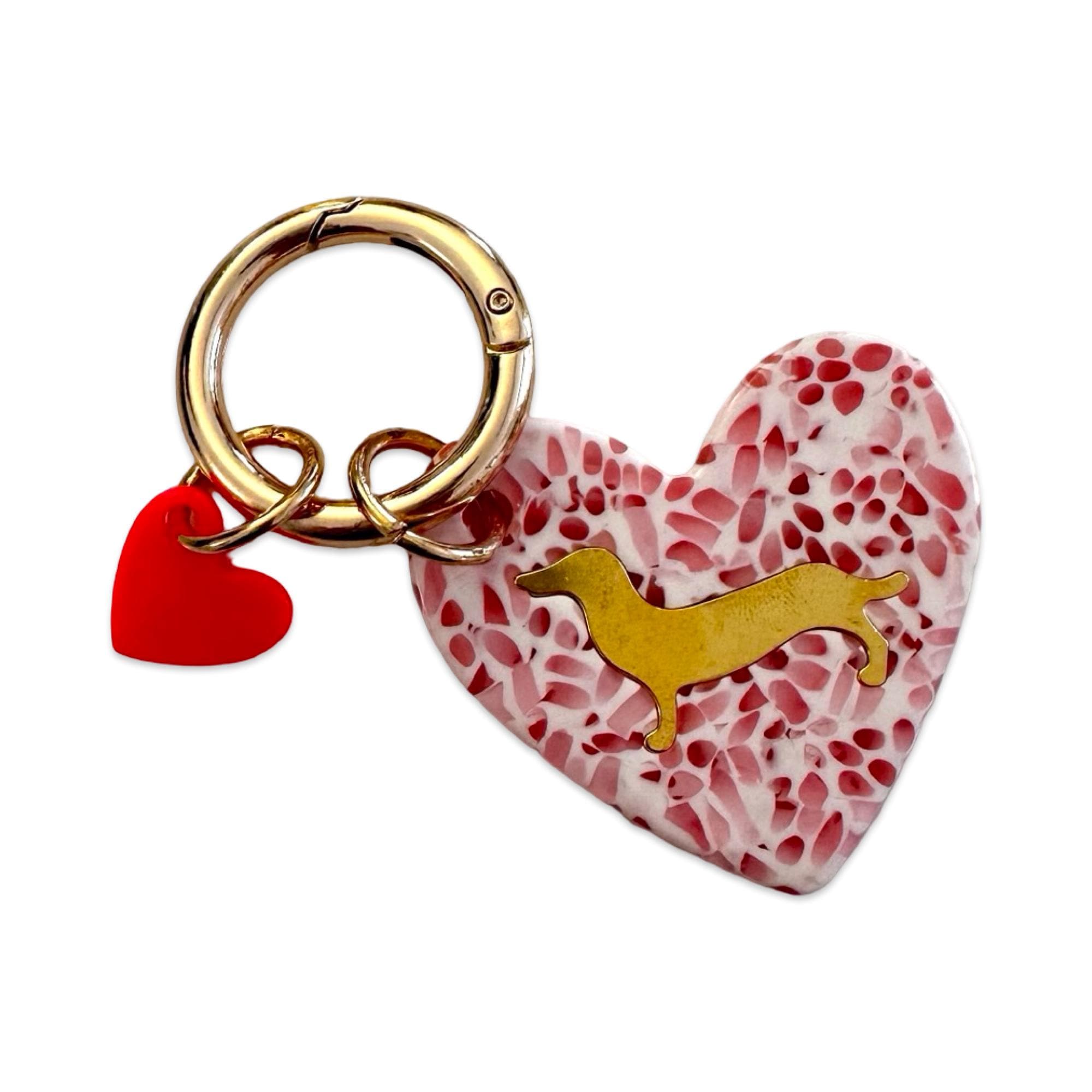 Dackel Anhänger am großen goldenen Karabiner | Charm für Taschen | Schlüsselanhänger | Taschenschmuck Taschenanhänger | Bag Charm